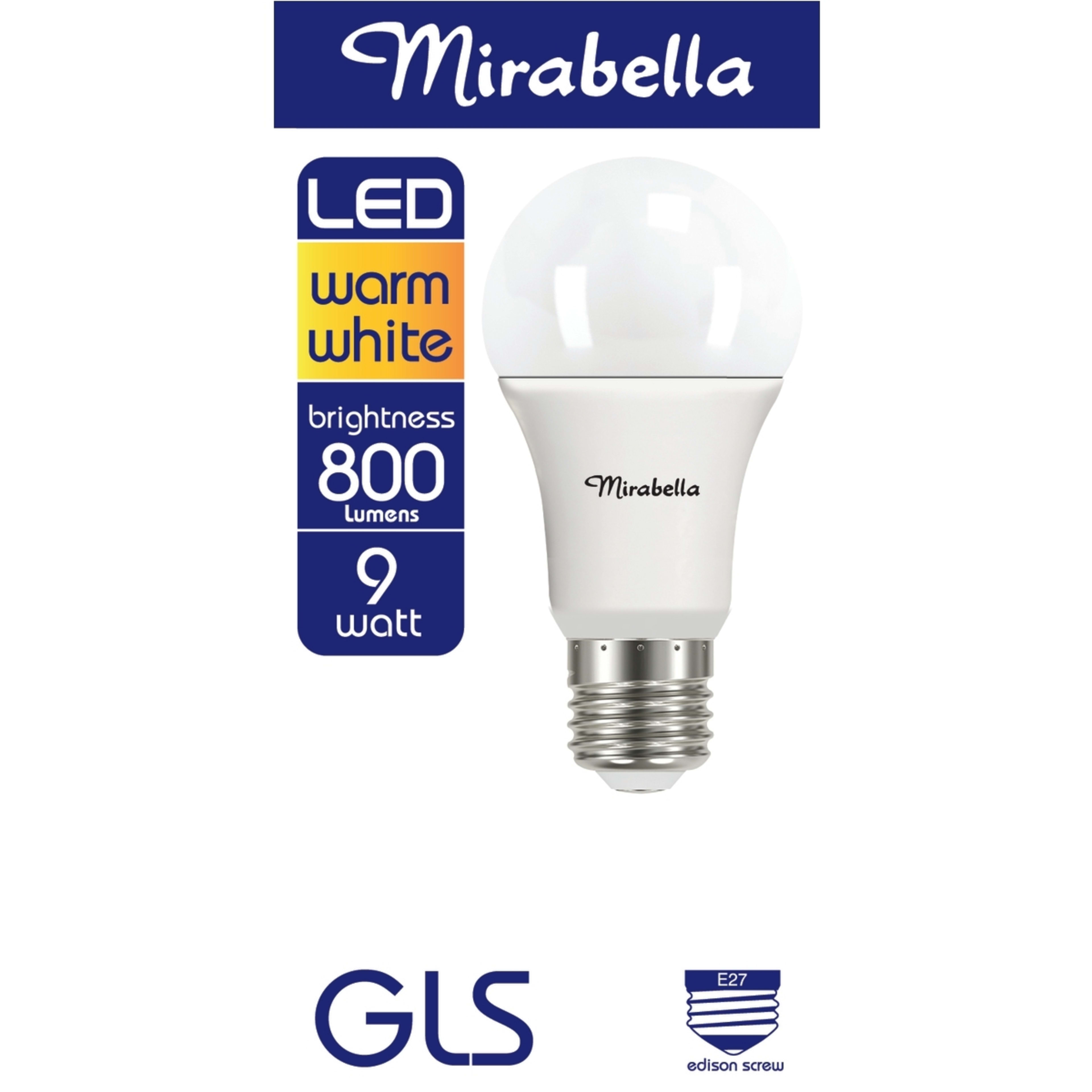 1 Mirabella E27 9W LED Warm White GLS Bulb