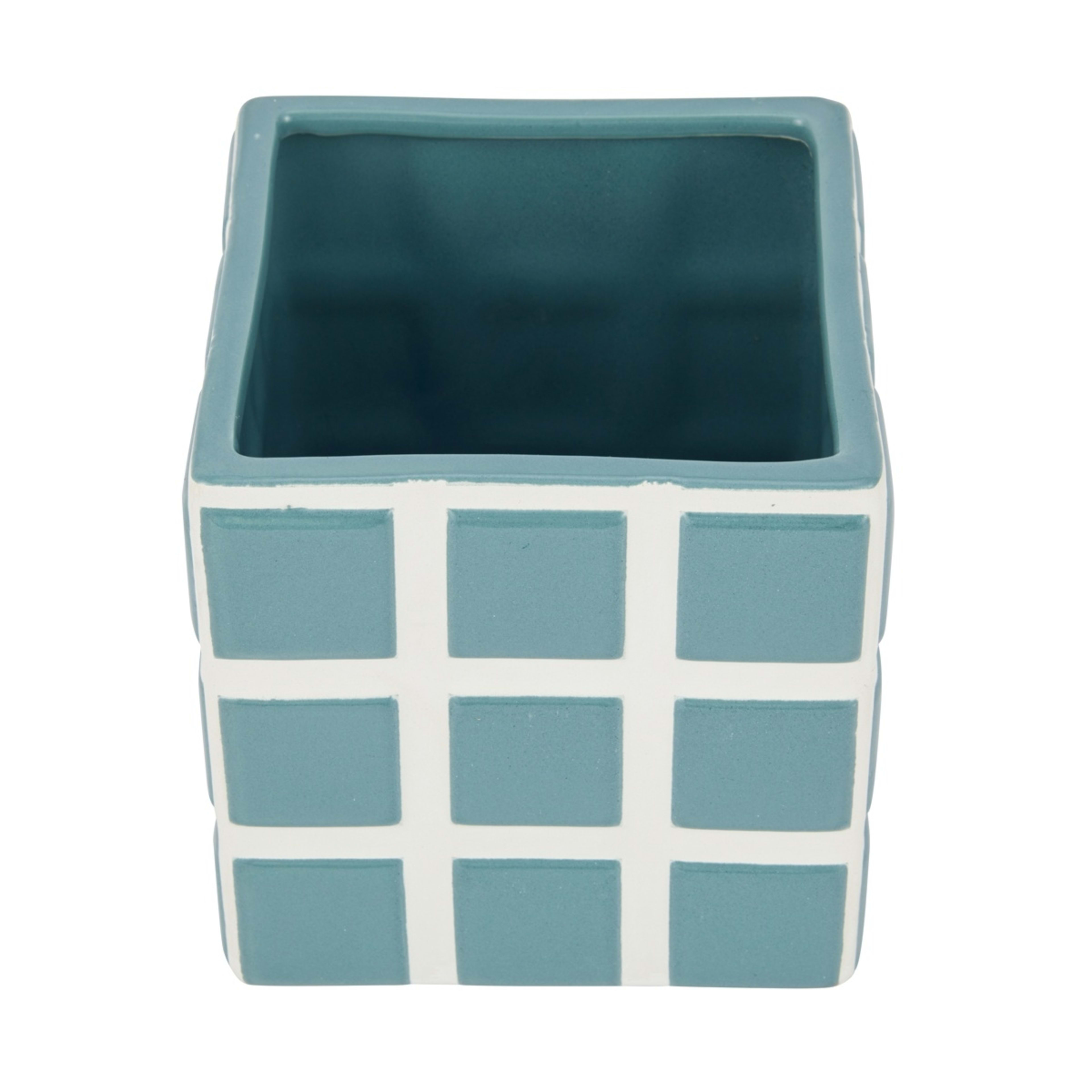 2 Square Check Ceramic Pot, 2 of 4