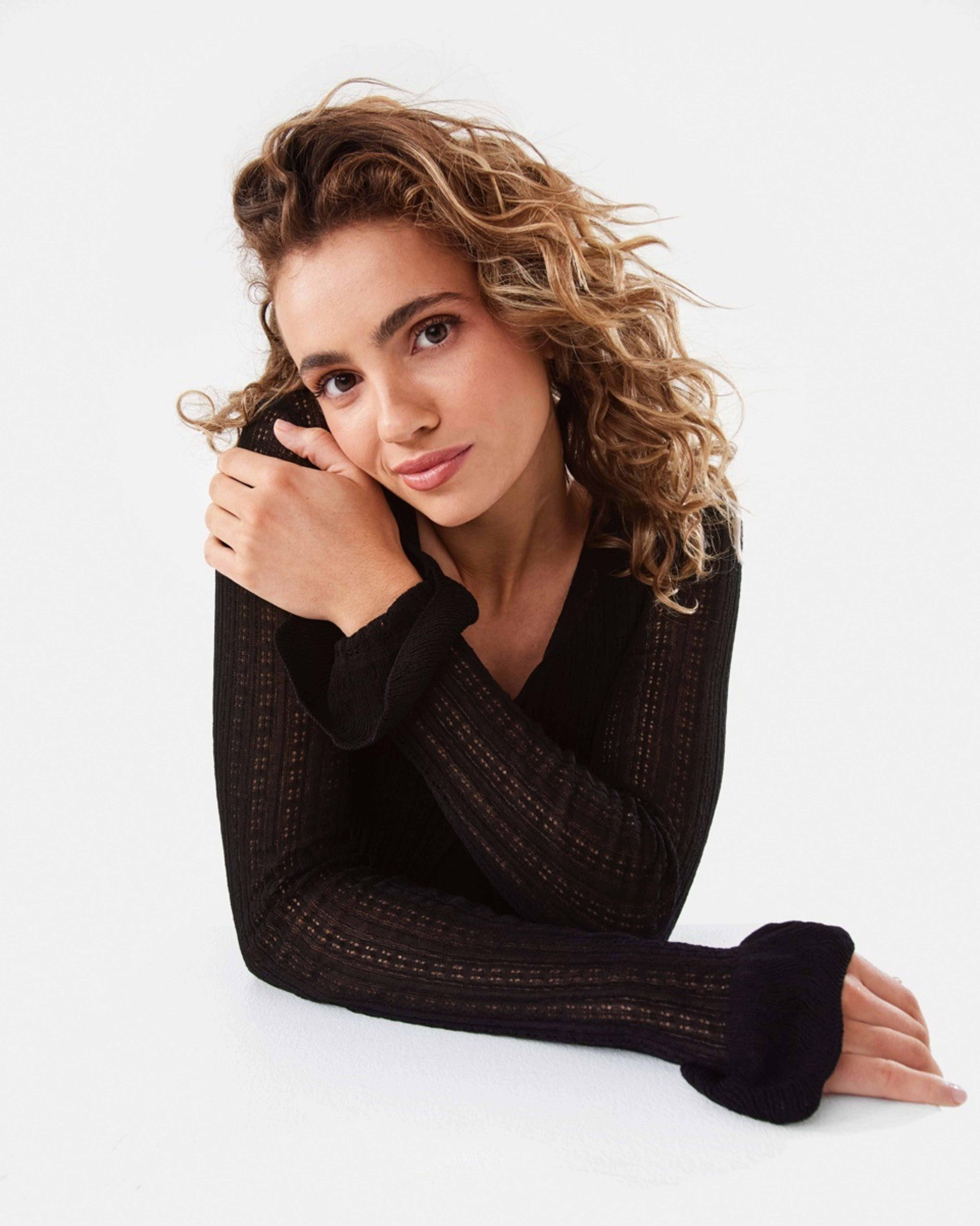 9 Long Sleeve Frill Cardigan Black, 9 of 9