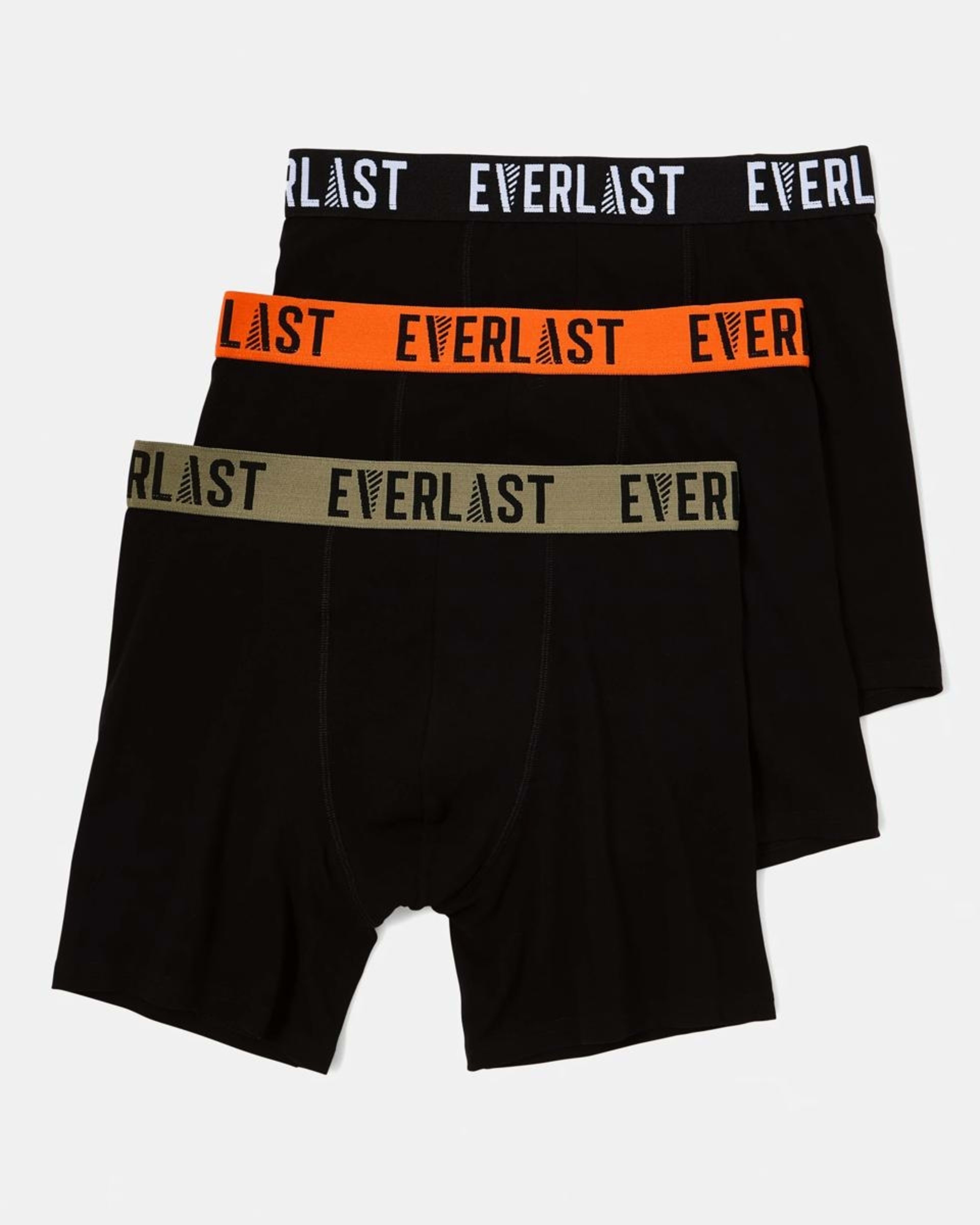 1 3 Pack Everlast Mens Mid Length Trunks EVERLAST BLACK