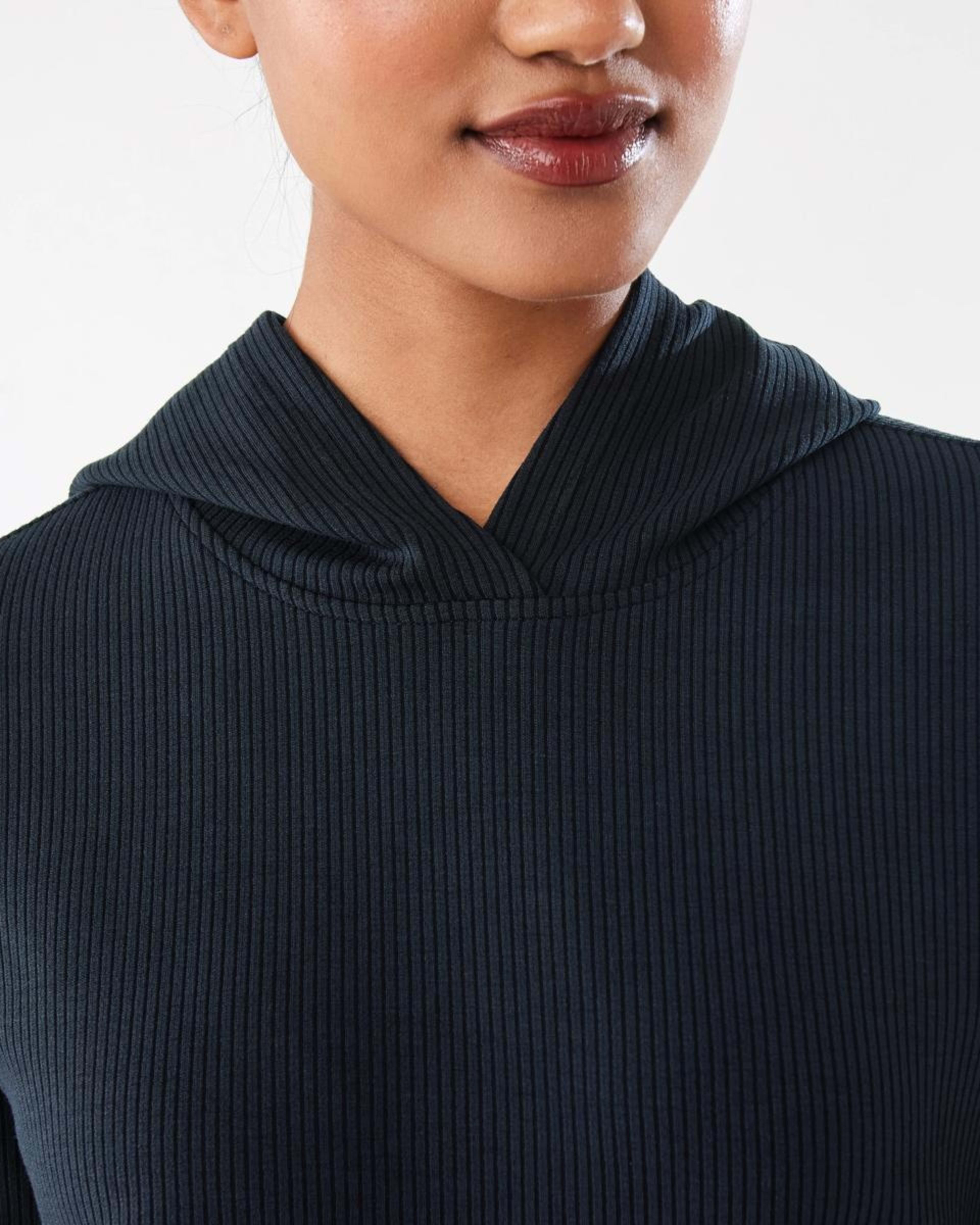 6 Active Womens Ribbed Scuba Hoodie WASHED BLACK, 6 of 10