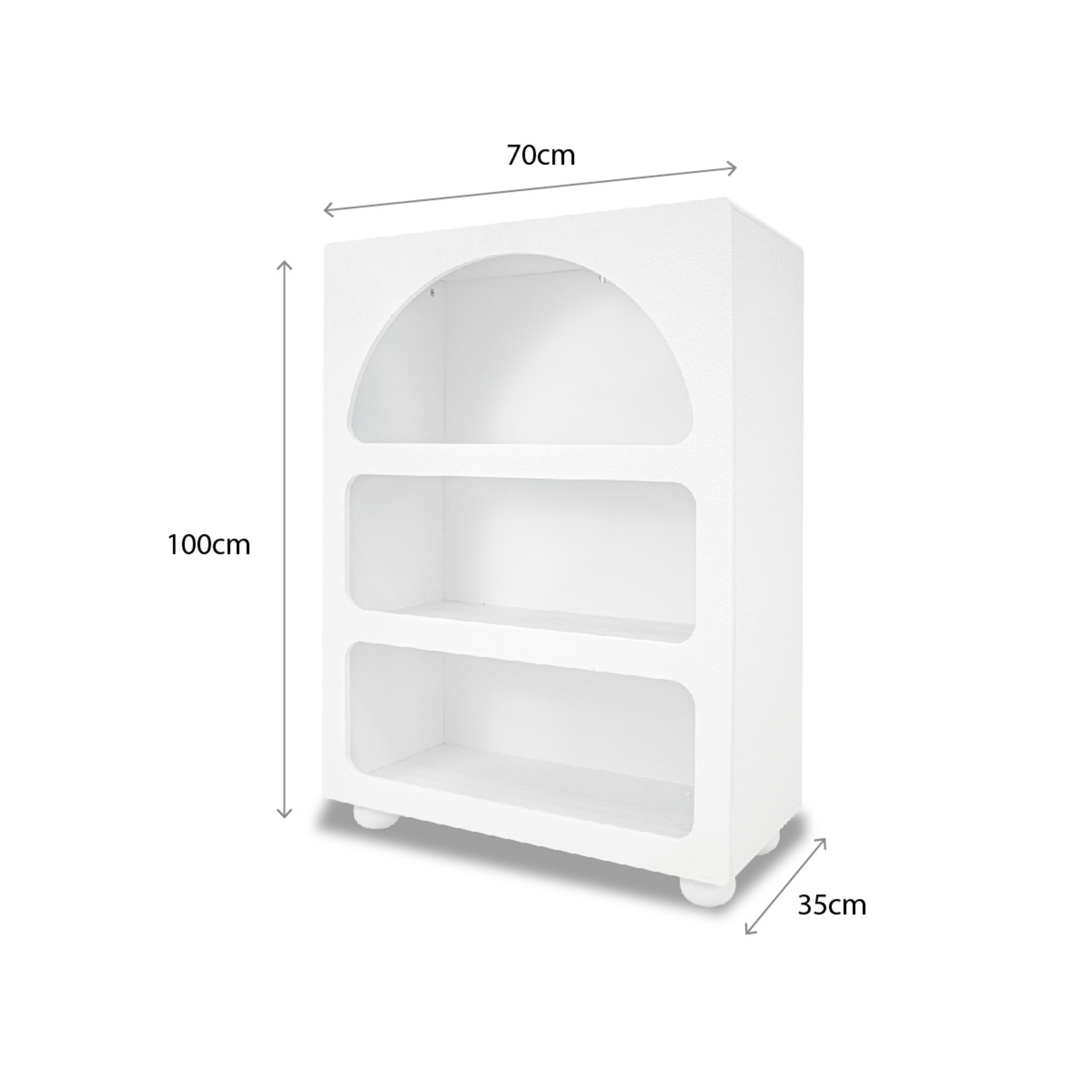 10 Textured Arched Bookcase - White, 10 of 10
