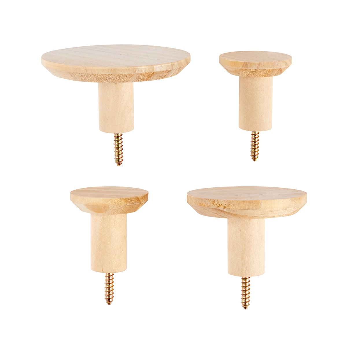 4 Pack Wooden Round Wall Hooks