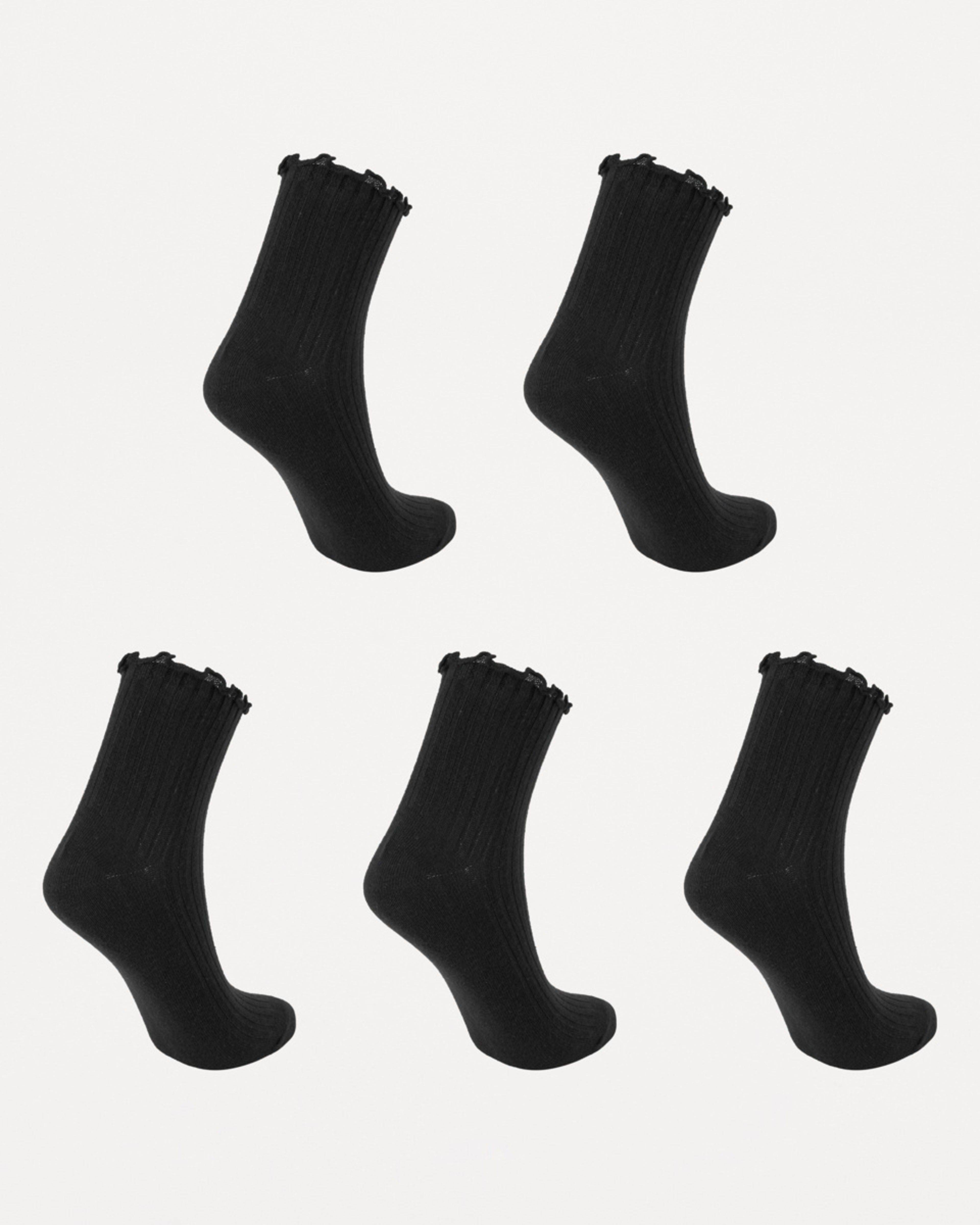 2 5 Pack Frill Quarter Crew Socks Black, 2 of 3