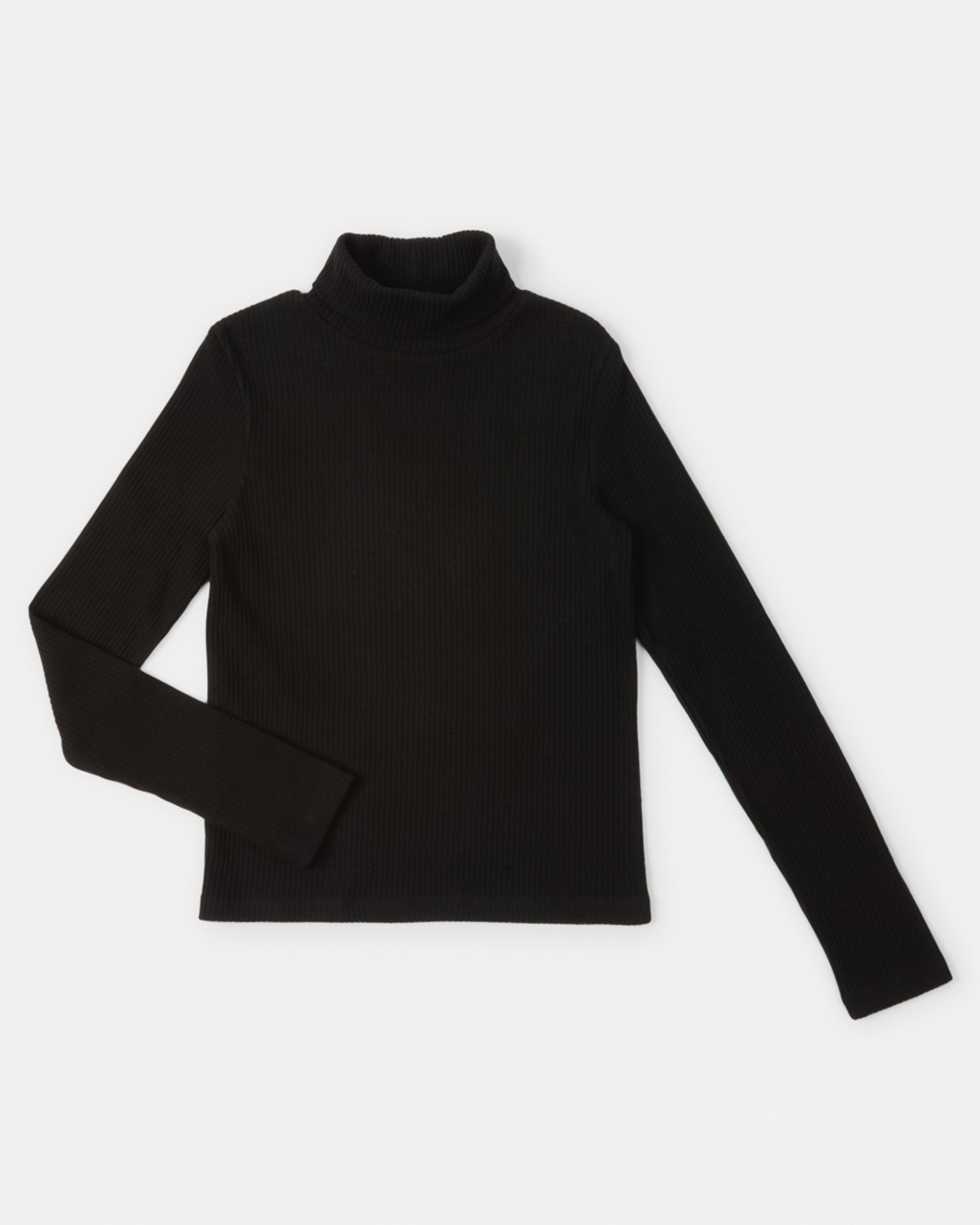 7 Long Sleeve Rib Skivvy Top Black, 7 of 8