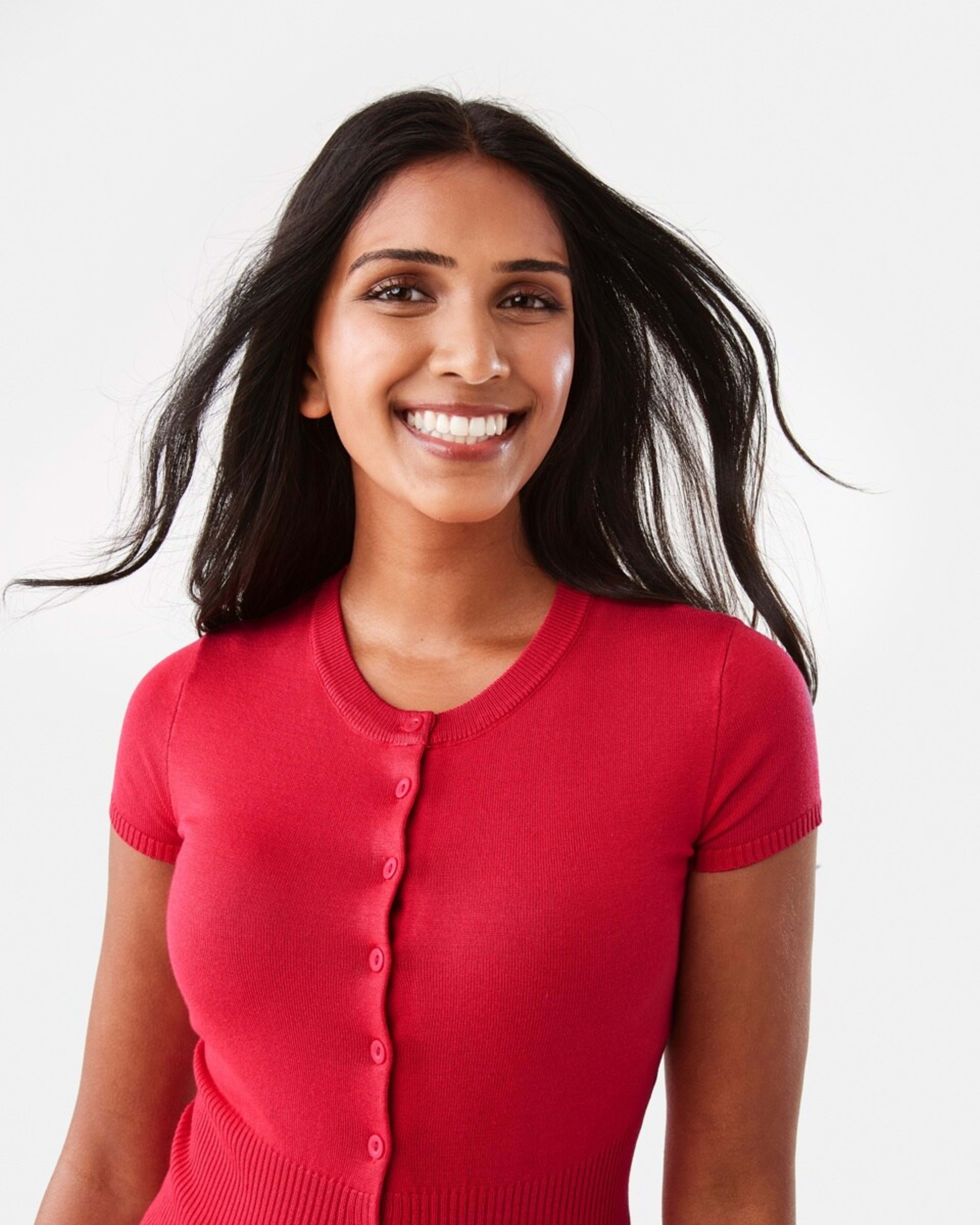 7 Short Sleeve Longline Button Up Top Strawberry, 7 of 8