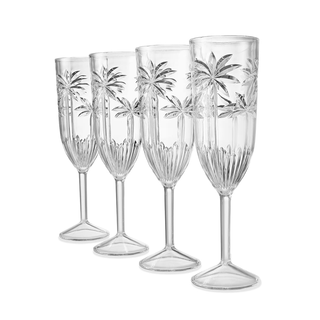 4 Clear Palm Acrylic Flutes Kmart