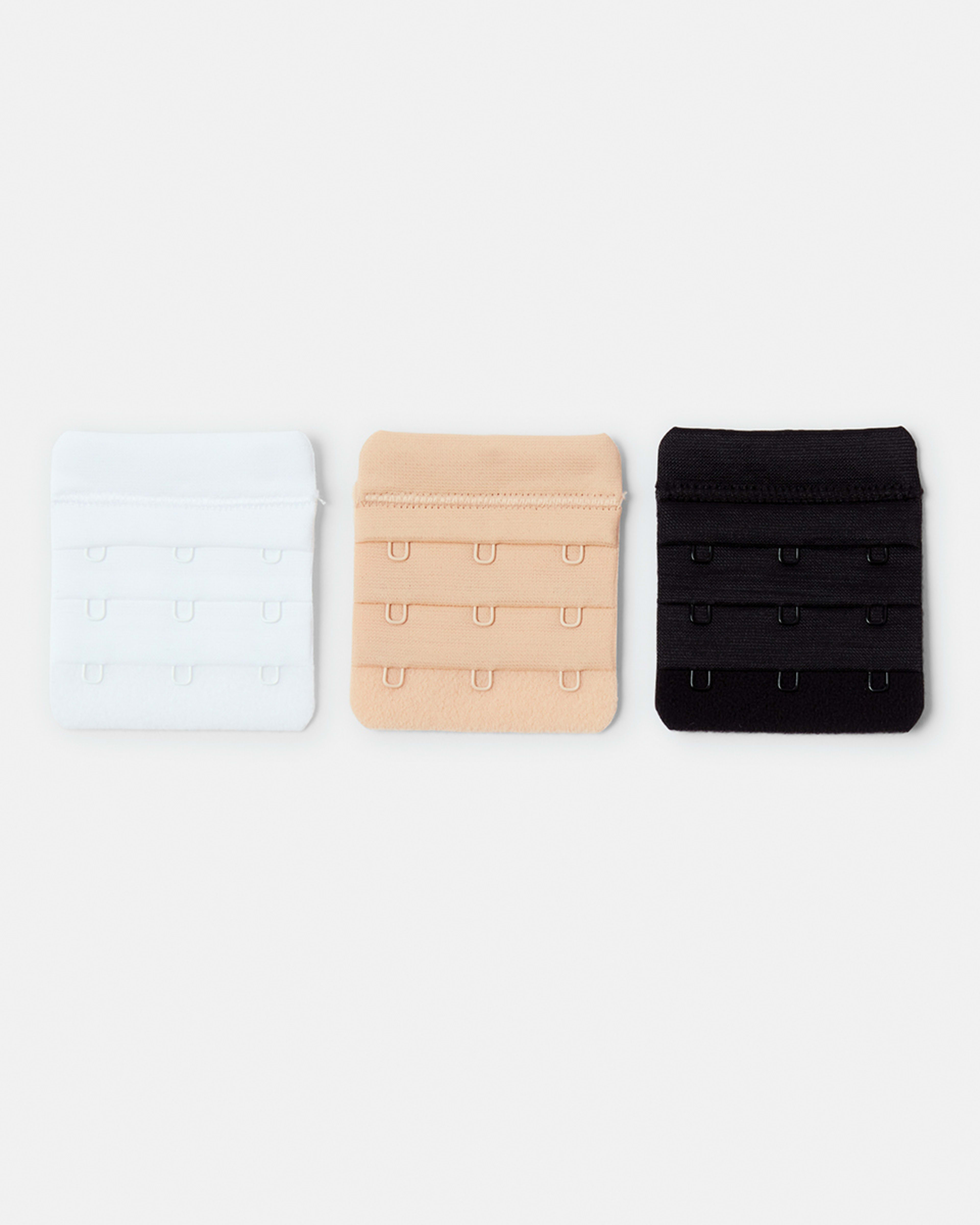 1 3 Pack 3-Hook Bra Extender BLACK, BEIGE, WHITE