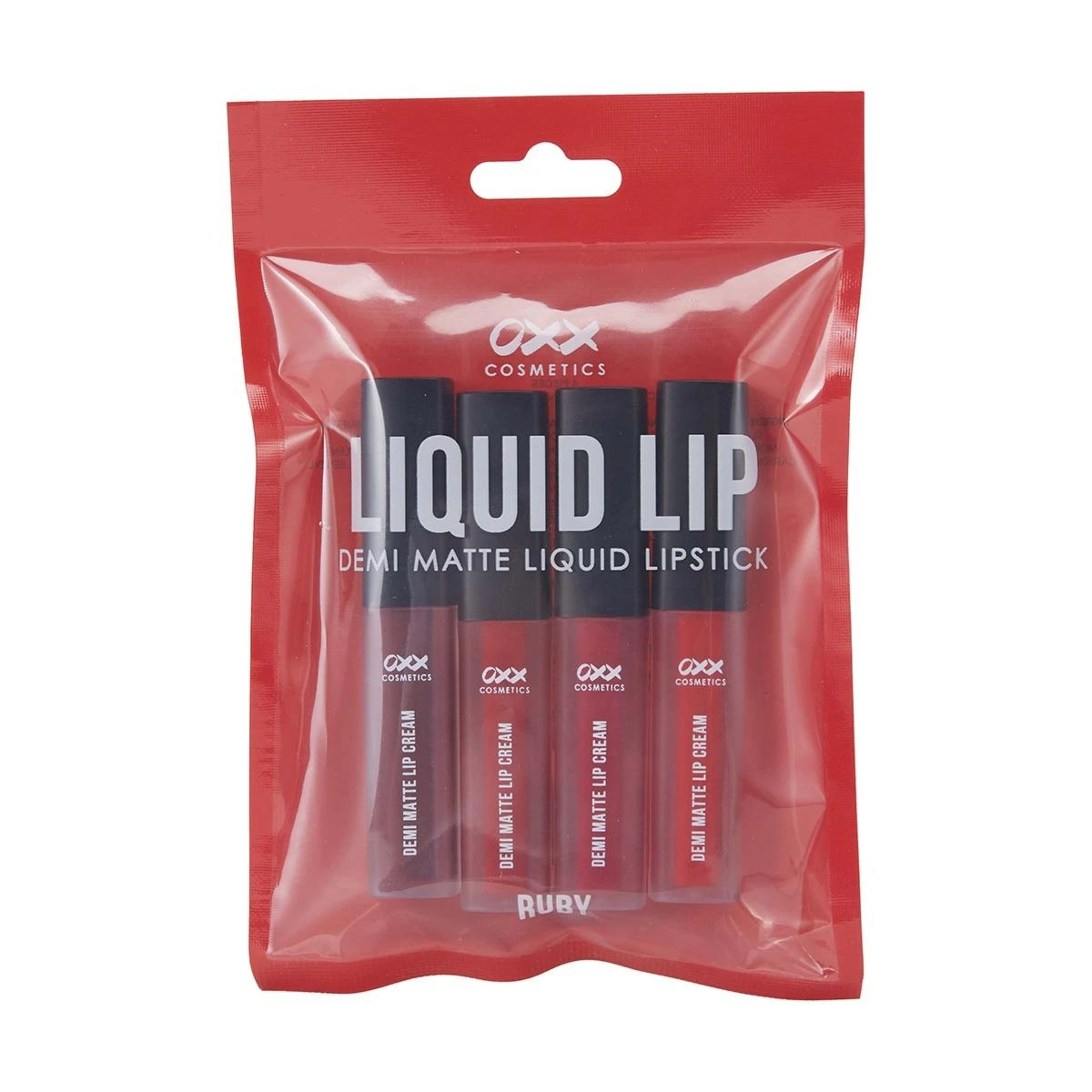 1 OXX Cosmetics 4 Piece Liquid Lip Demi Matte Liquid Lipstick - Ruby, 1 of 7
