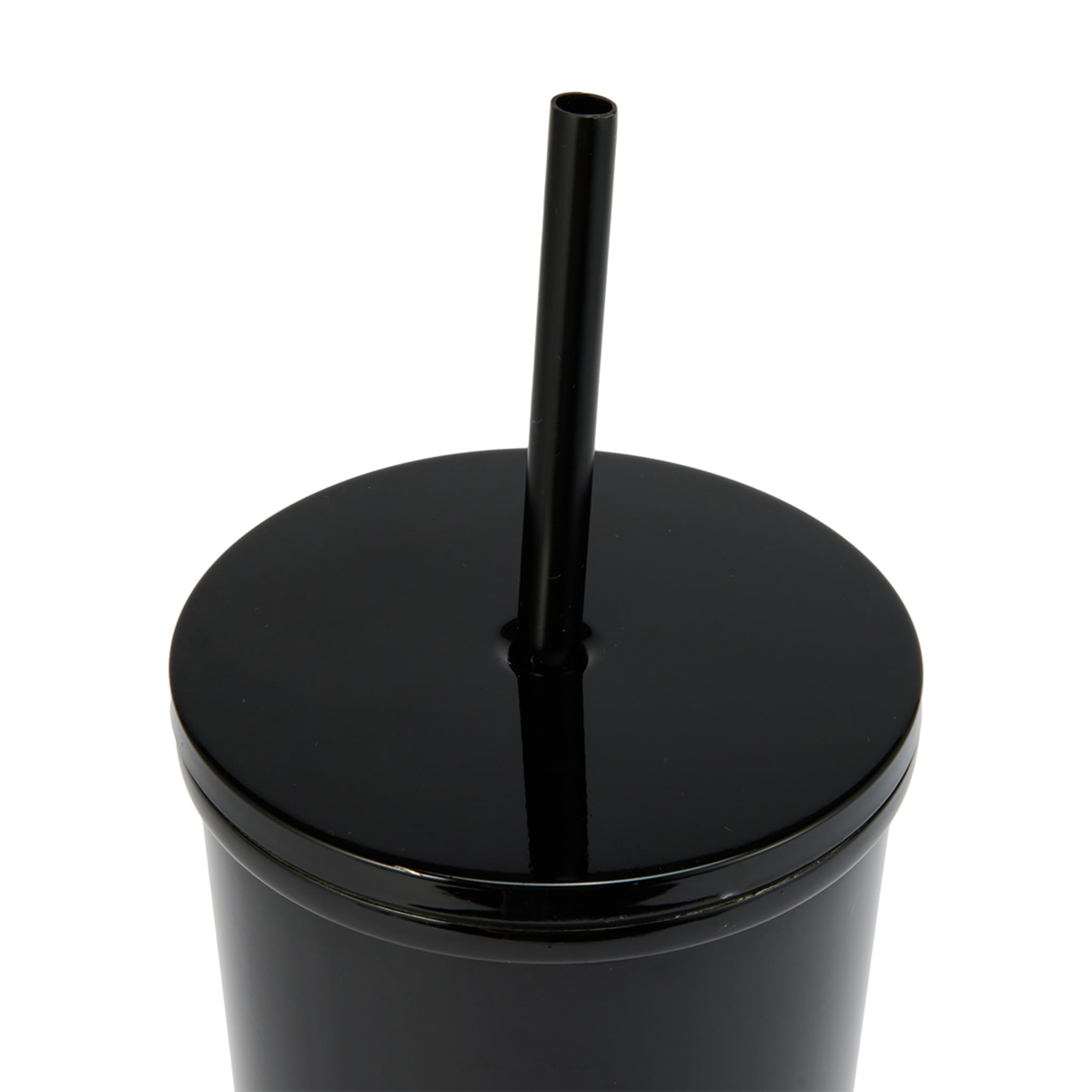 700ml Black Double Wall Tumbler with Straw Kmart