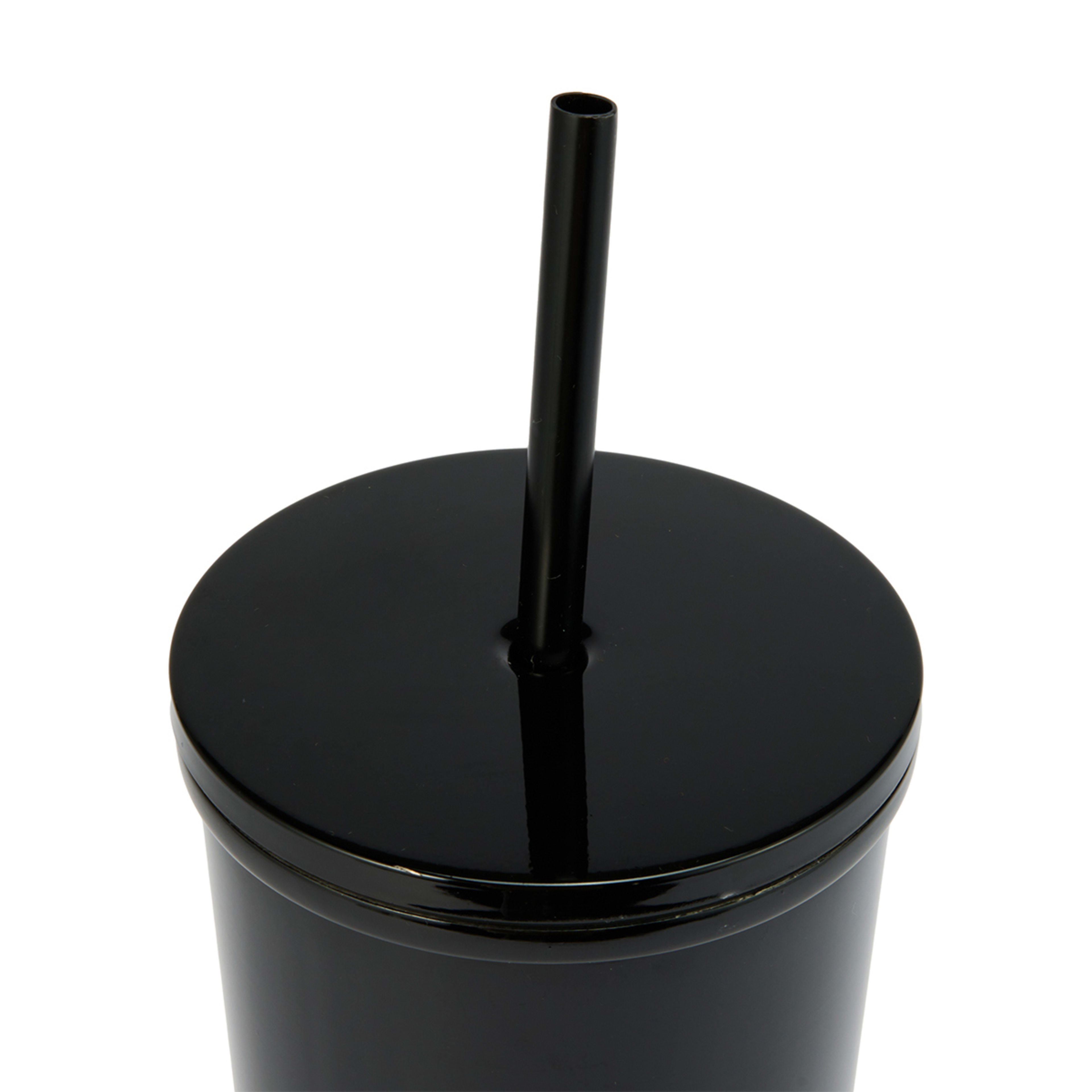 700ml Black Double Wall Tumbler with Straw Kmart