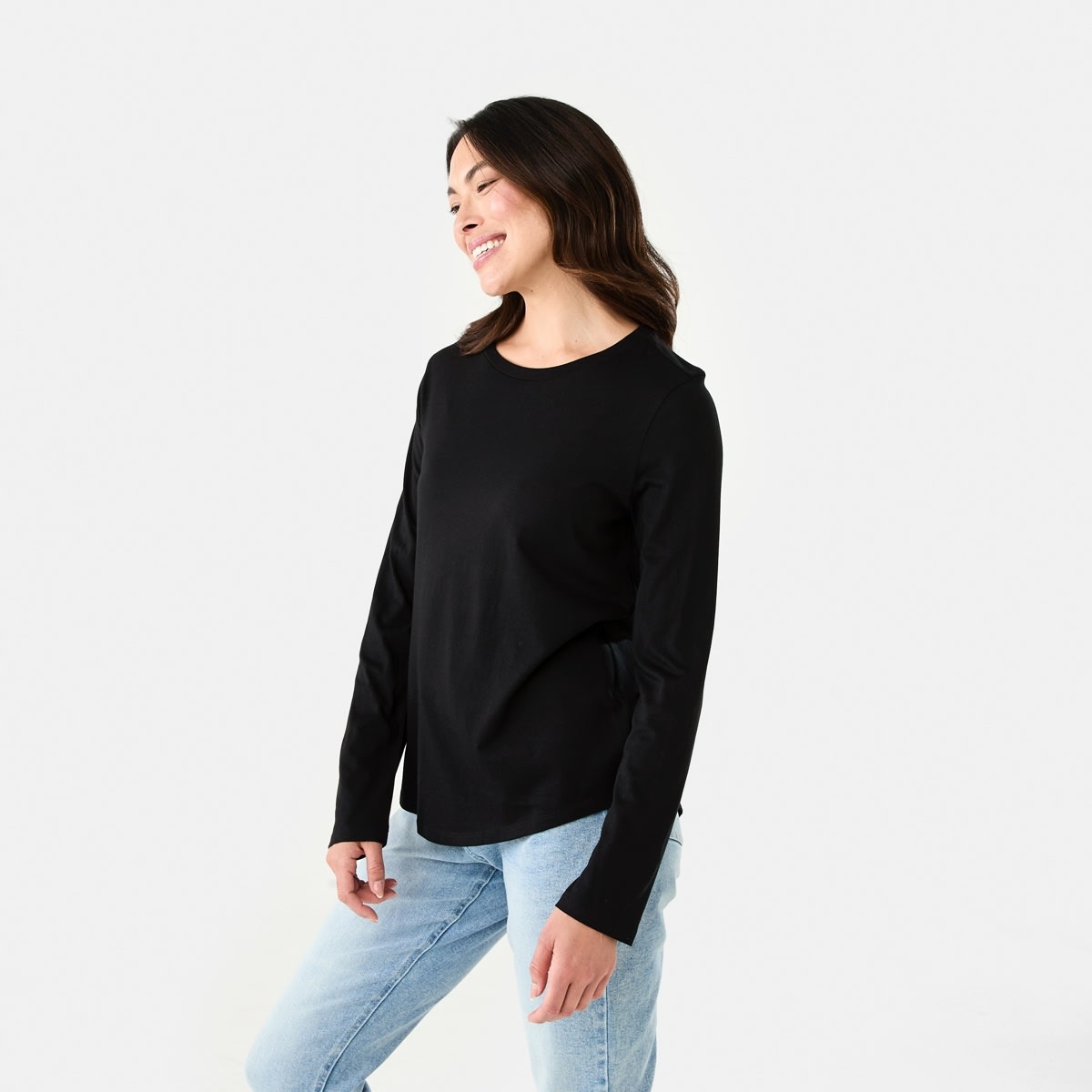 Long Sleeve Cotton Modal T-shirt - Kmart