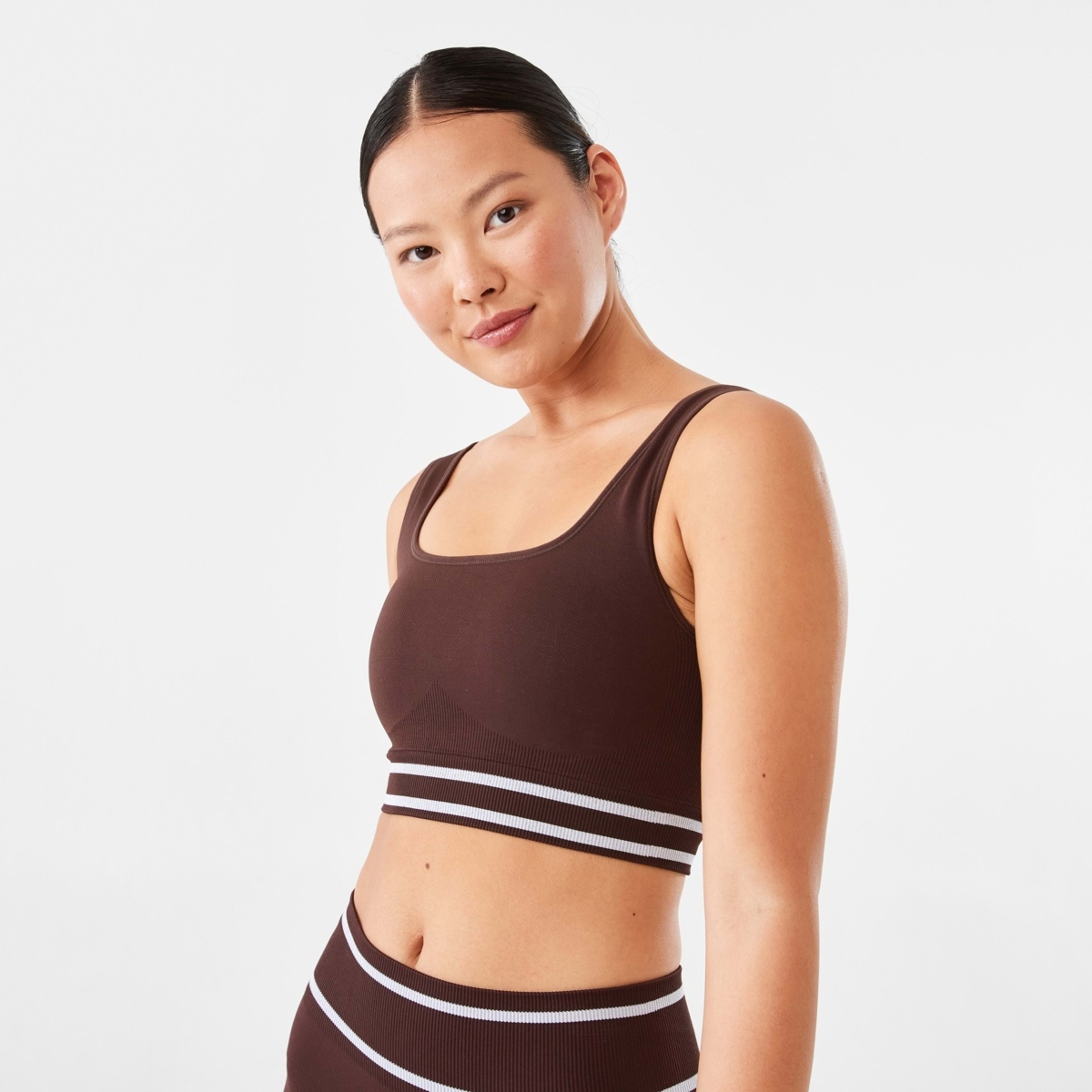 1 Active Womens Seamfree Square Tipping Crop Top Tuscan Brown, 1 of 7