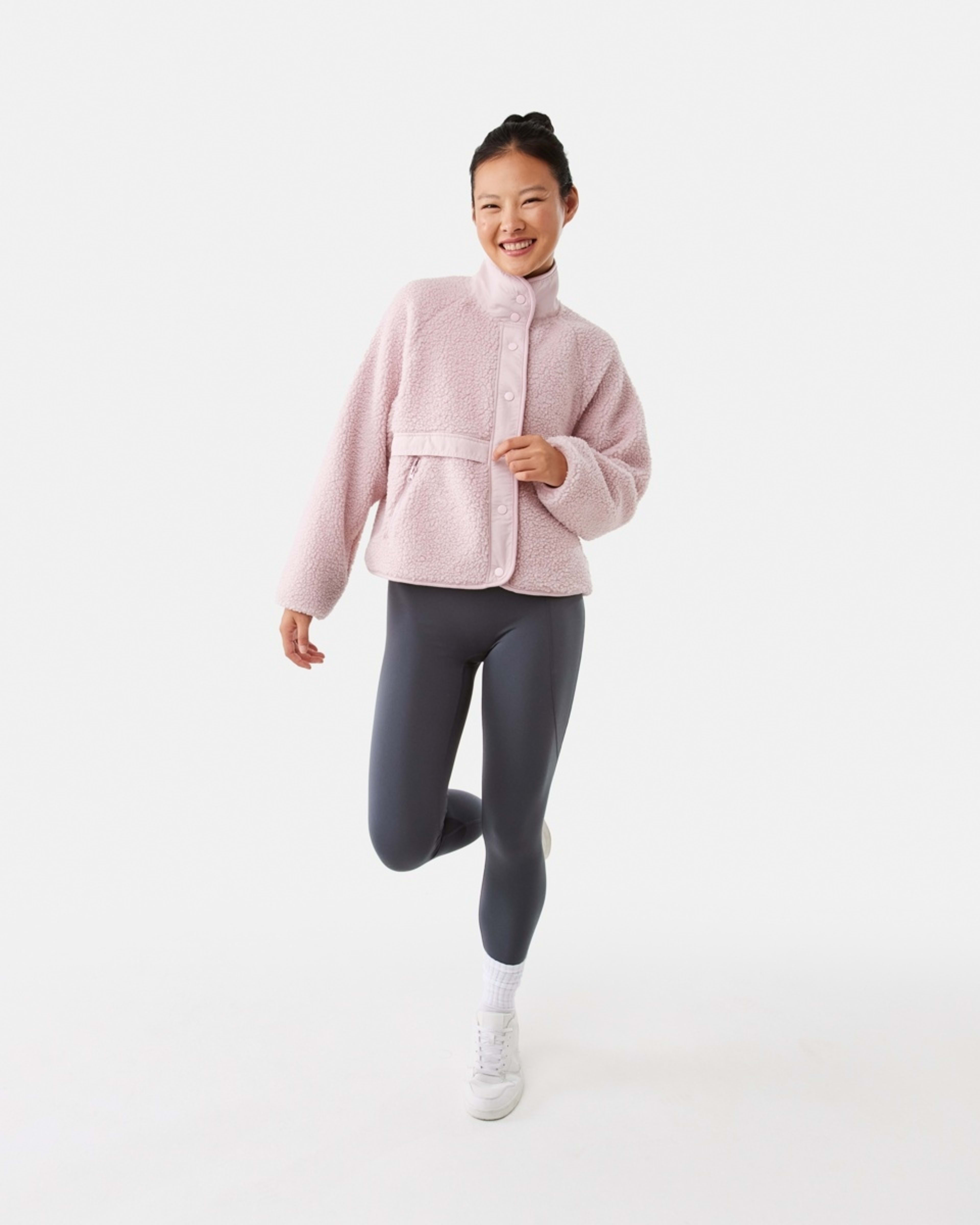 3 Active Womens Sherpa Patch Jacket Aura Pink, 3 of 10
