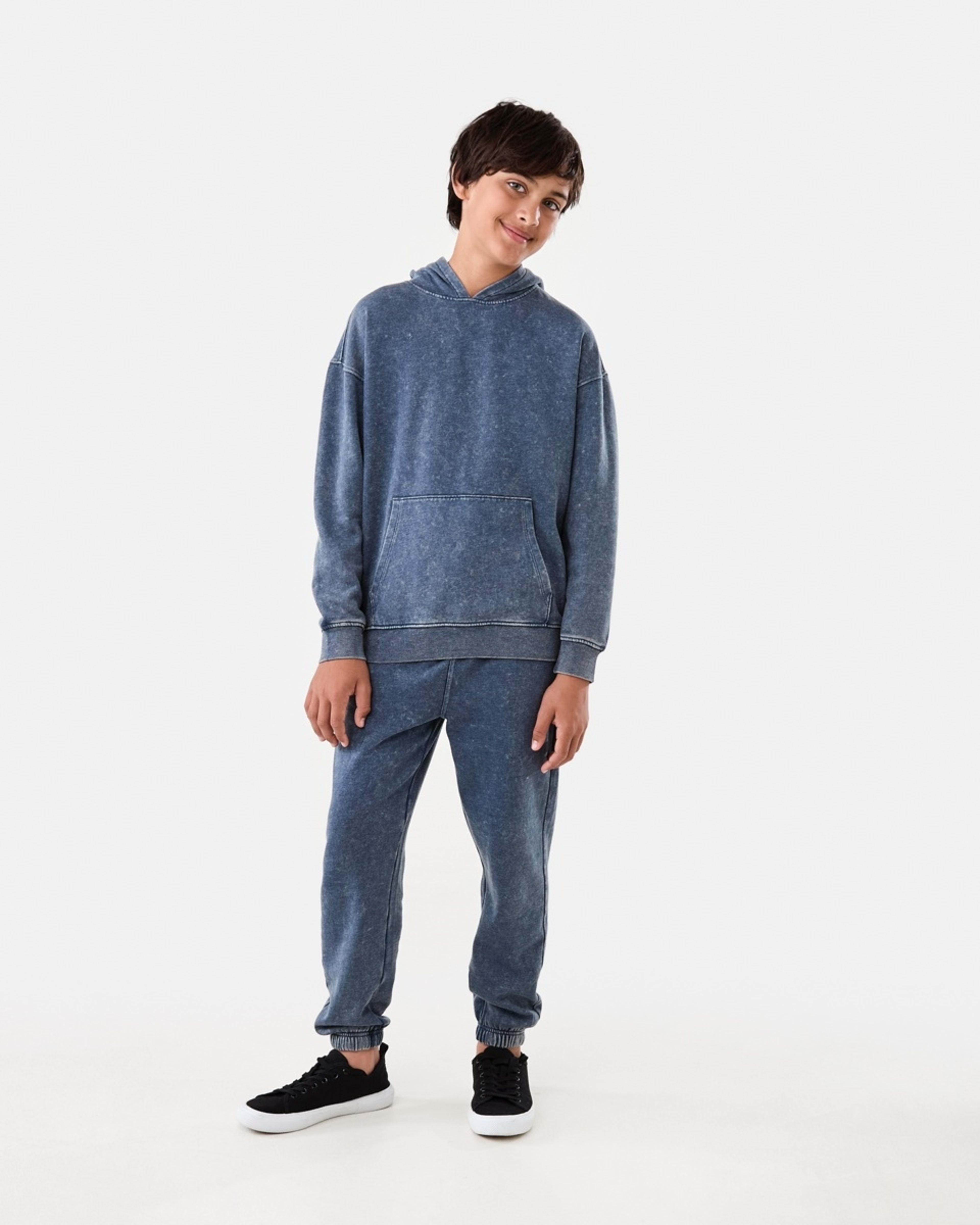 5 Oversized Washed Hoodie with Pocket Wash Blue, 5 of 8