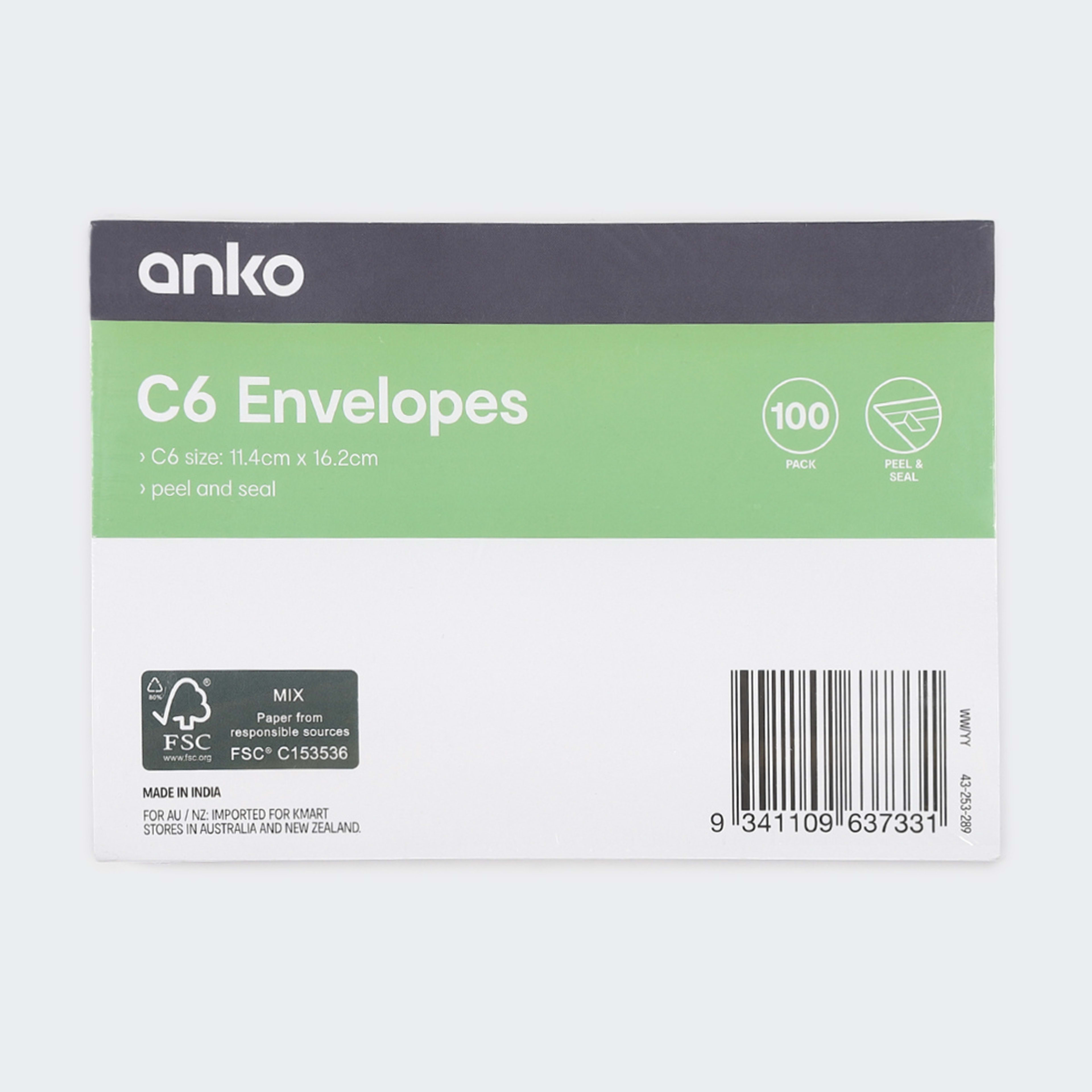 1 100 Pack C6 Peel and Seal Envelopes - White