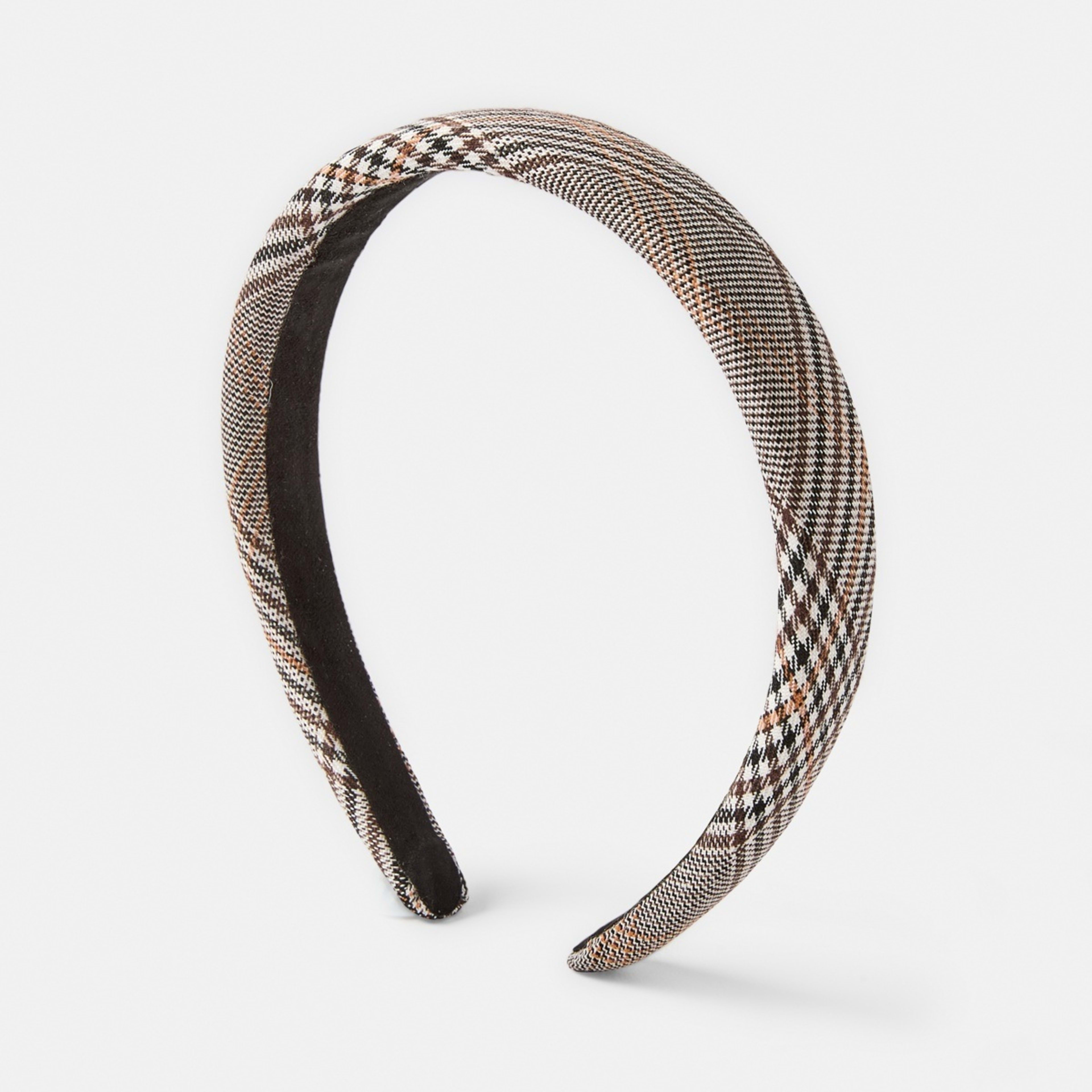 1 Thin Plaid Headband - Grey