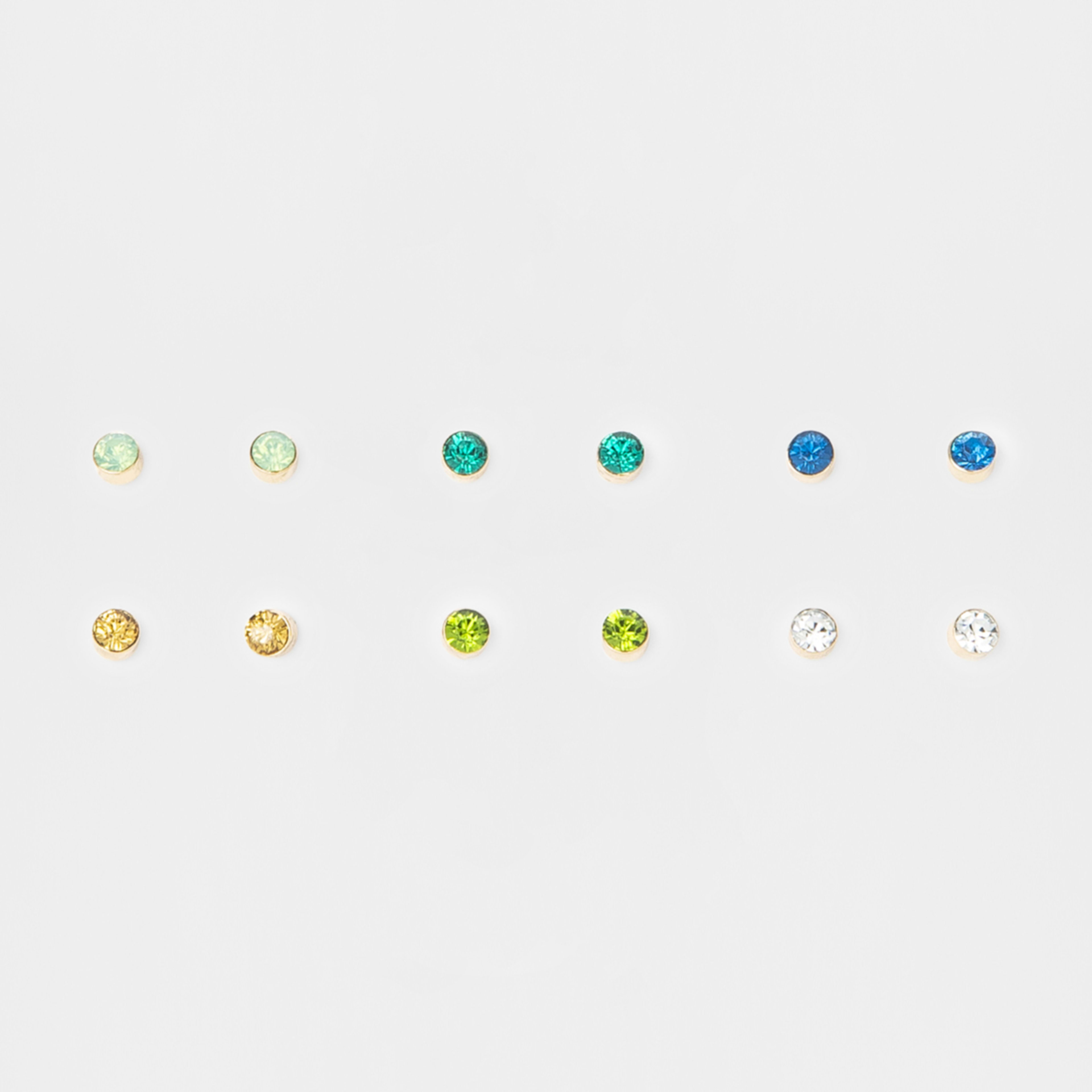 6 Pack Small Crystal Stud Earrings Blues Kmart