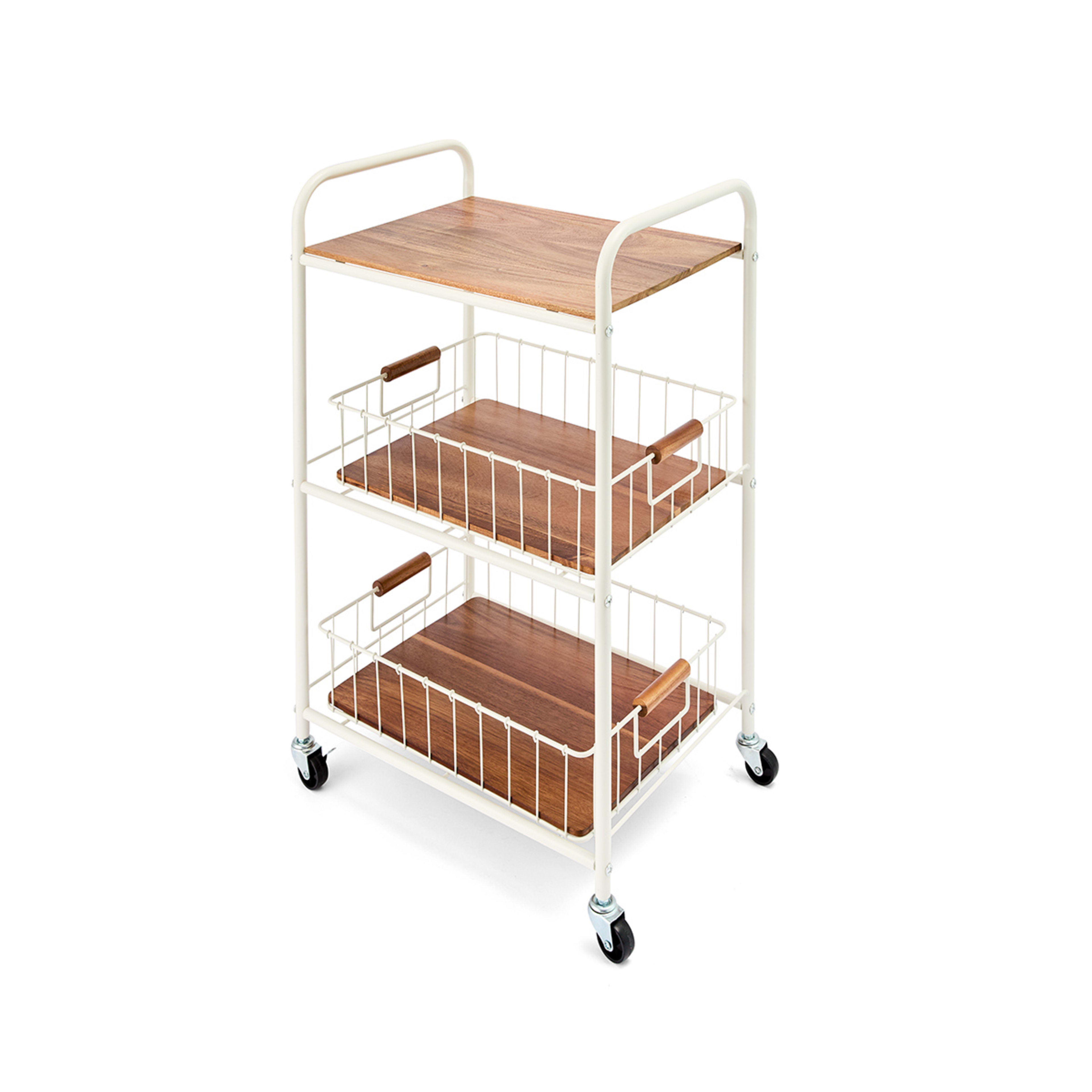 3 Off White and Acacia Trolley, 3 of 7