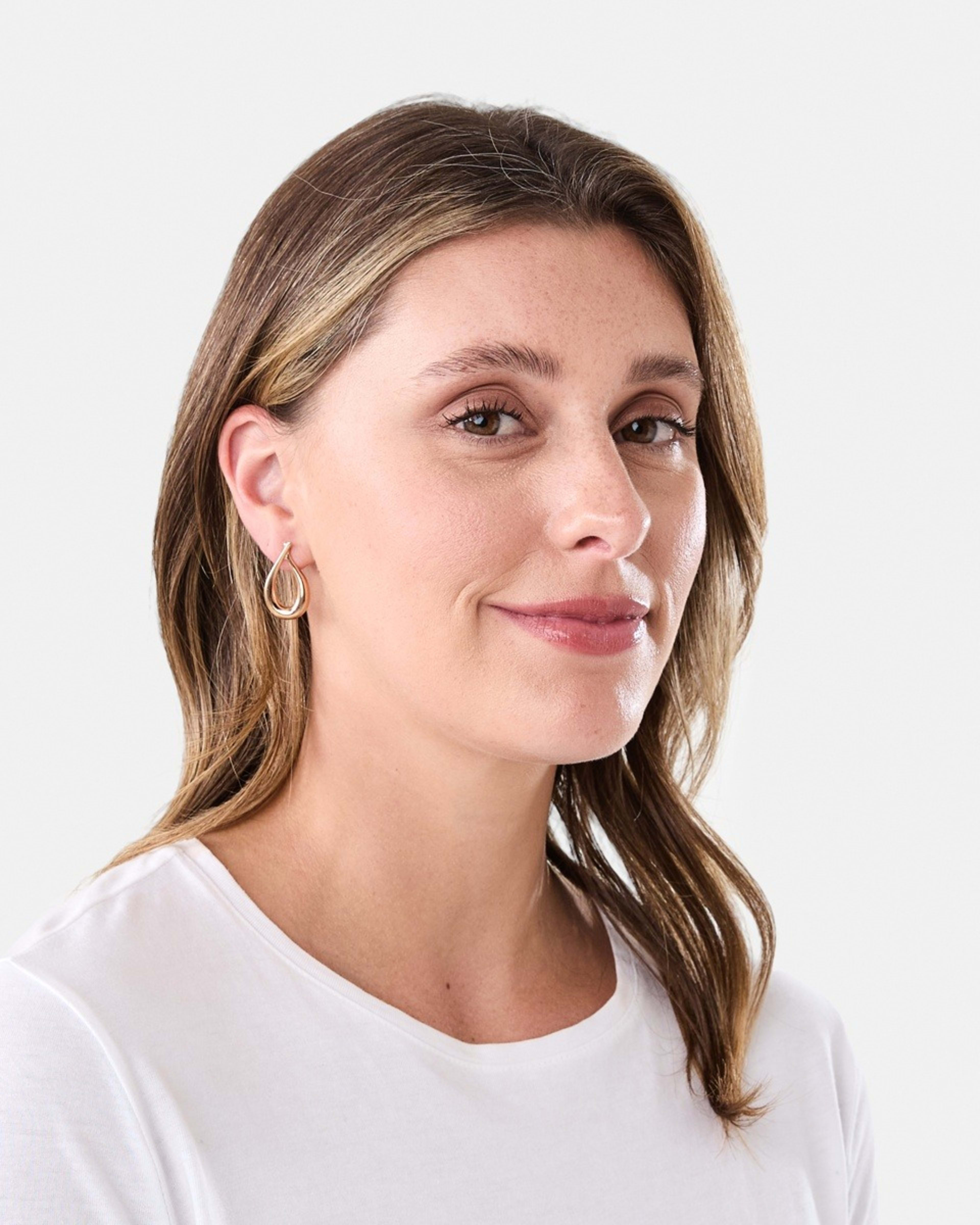 4 Crossover Teardrop Earrings - Gold Tone Gold, 4 of 5