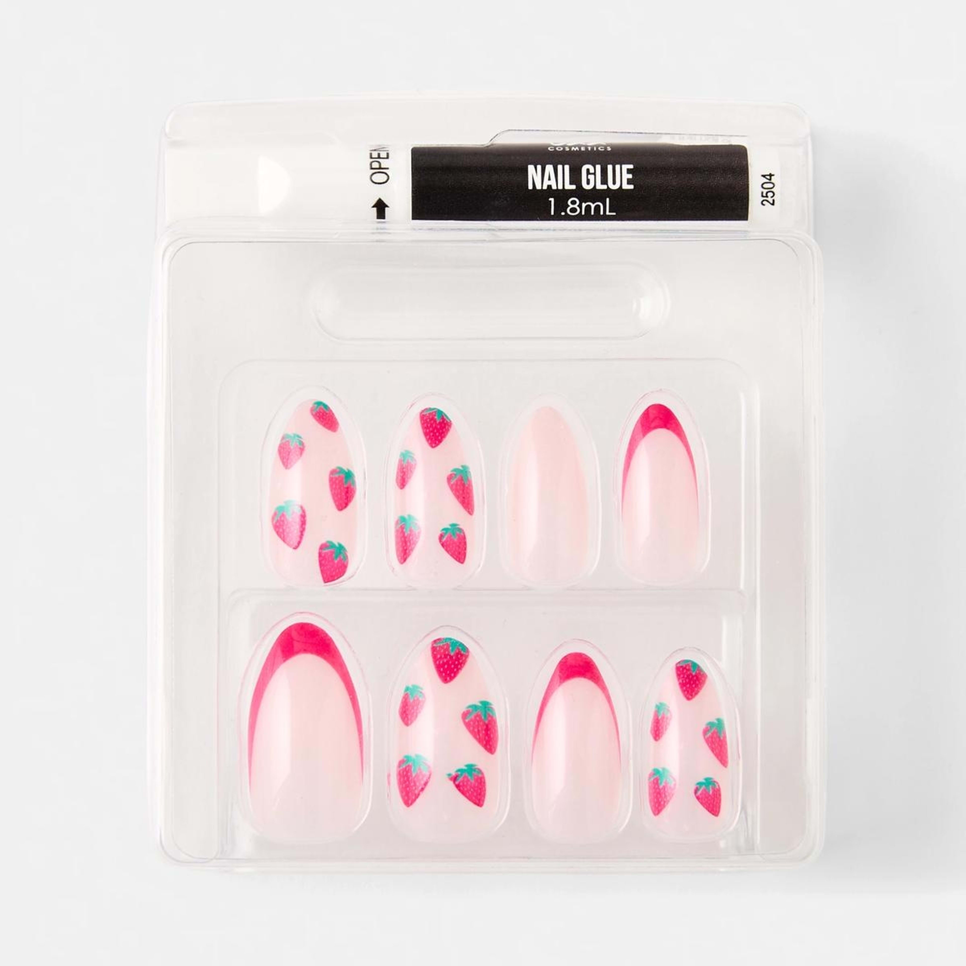3 OXX Cosmetics 24 Pack Artificial Nails with Adhesive - Stiletto Shape, Strawberry Glaze, 3 of 5