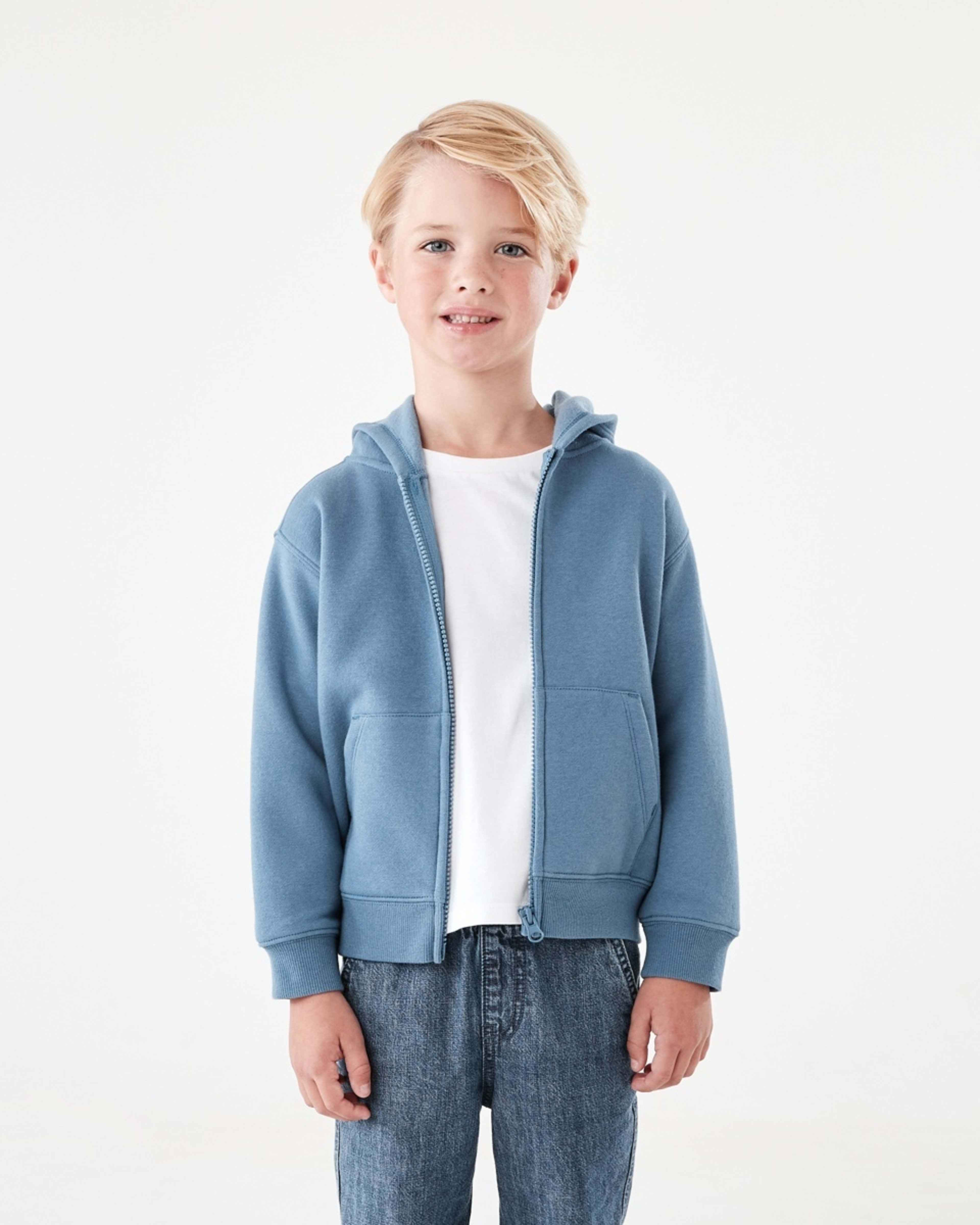 1 Plain Zip Through Hoodie Copen Blue