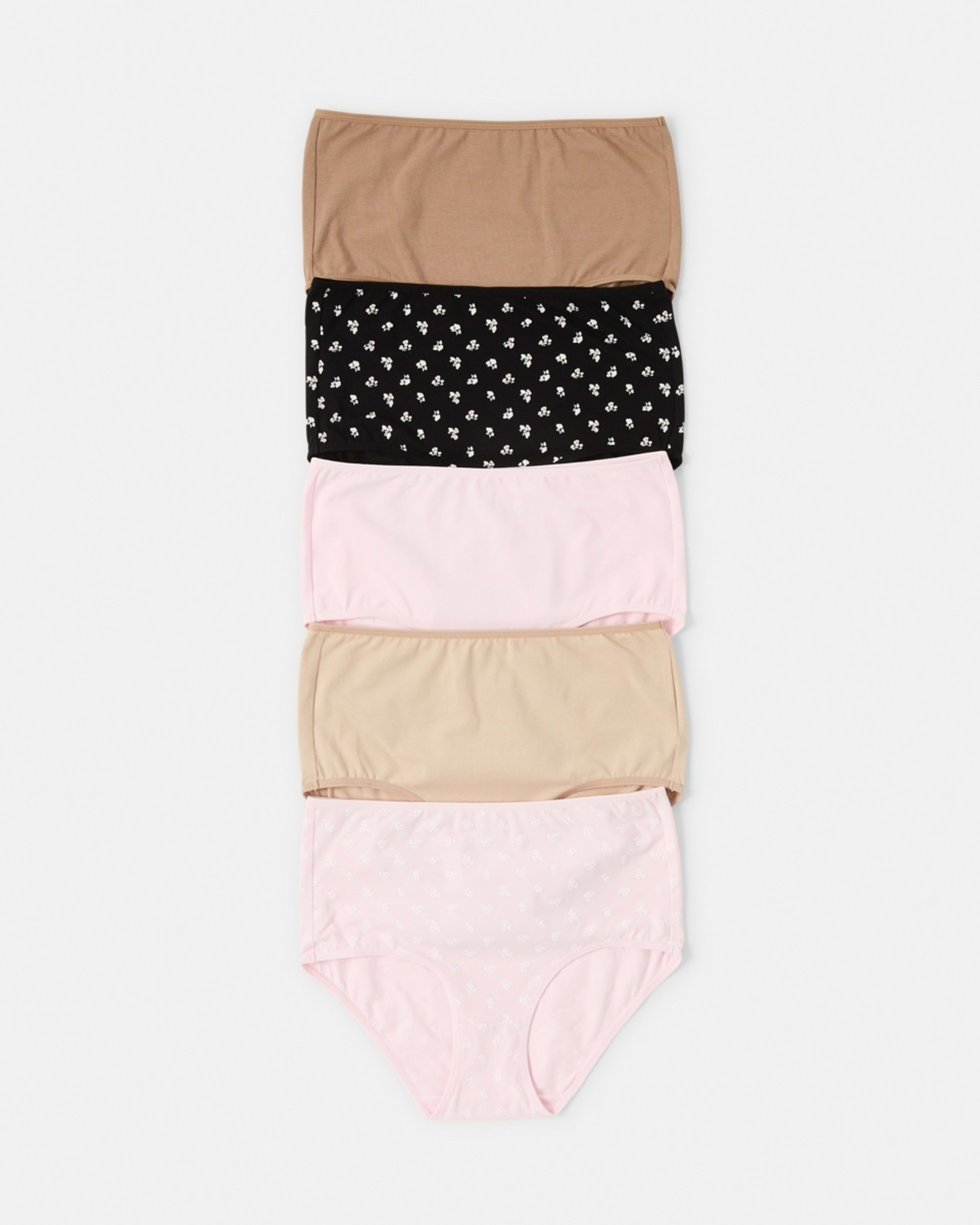 1 5 Pack Cotton Stretch Full Briefs BLACK DITSY MULTI