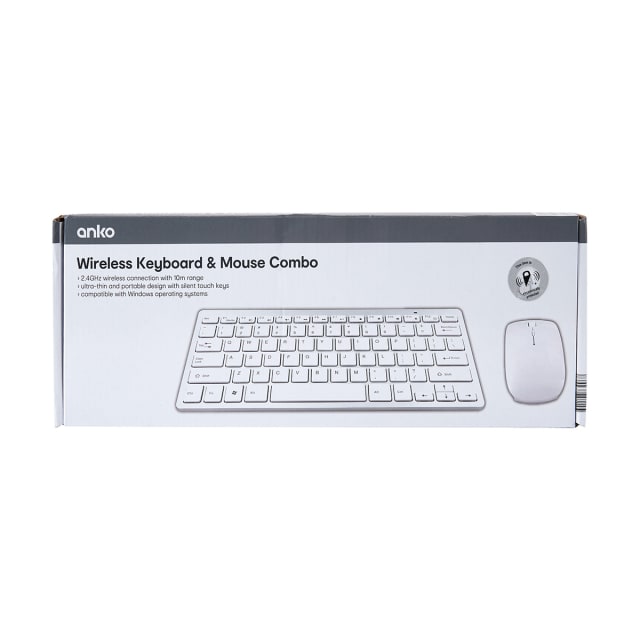 Wireless Keyboard and Mouse Combo White and Silver Kmart