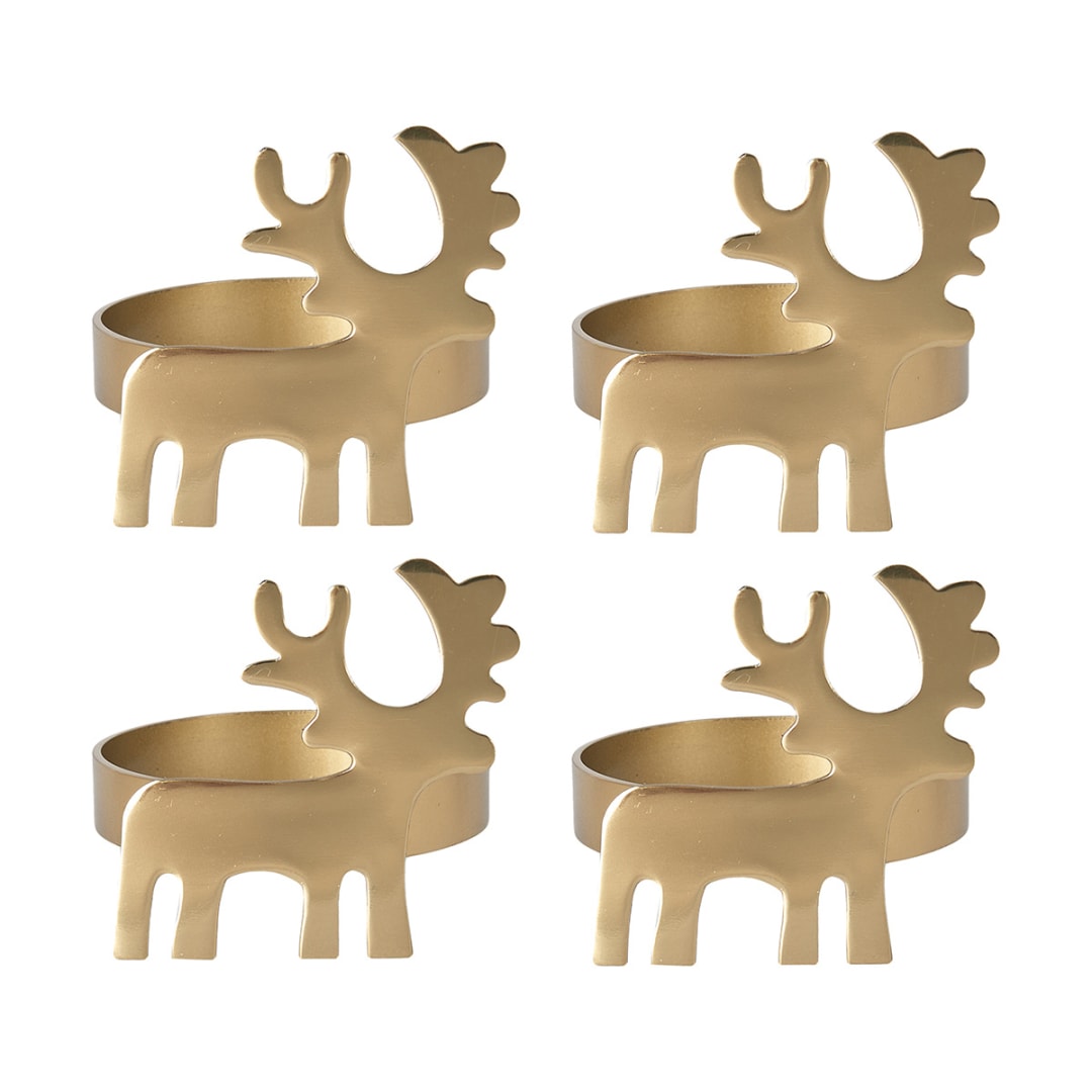 4 Pack Brass Reindeer Napkin Rings Kmart