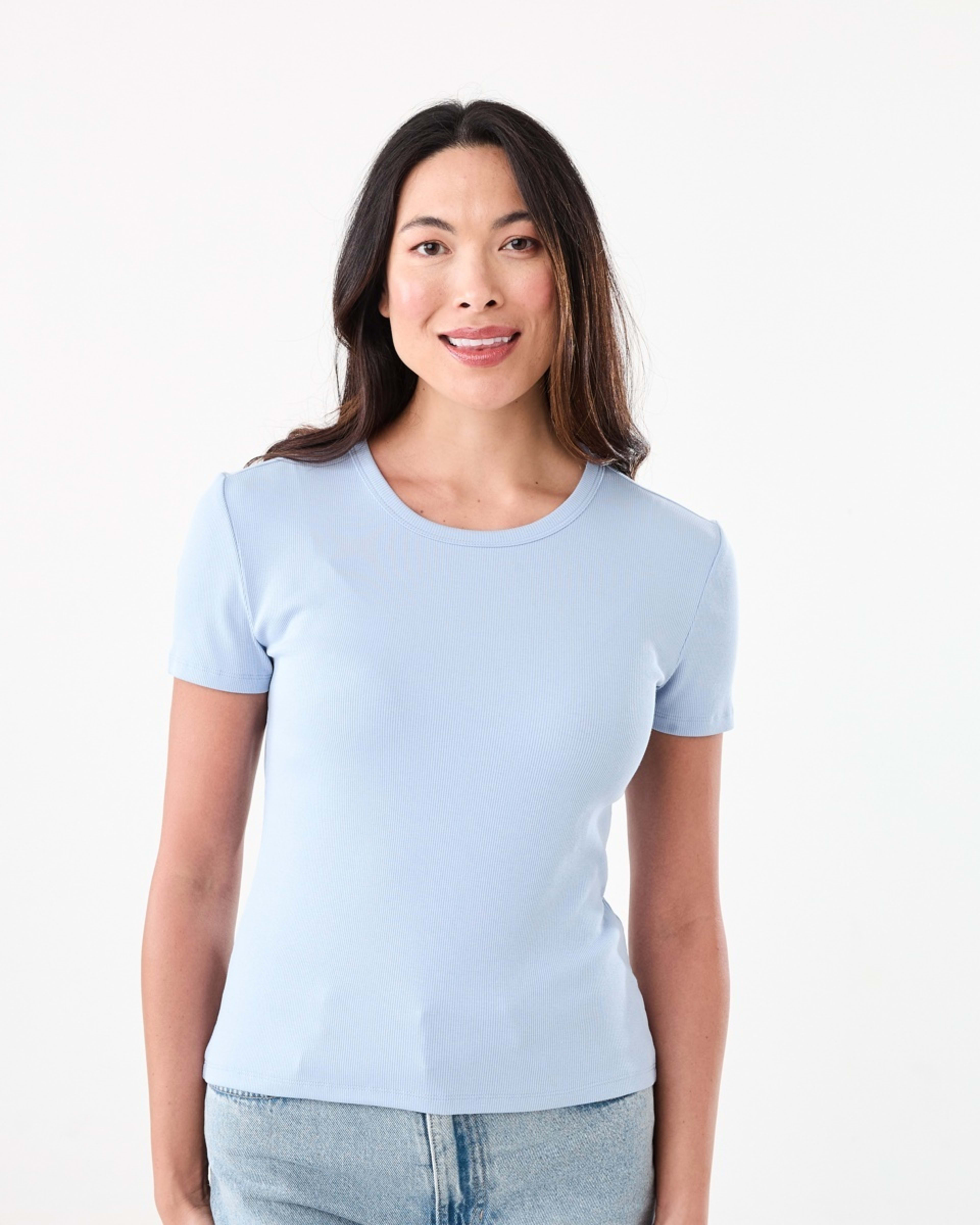 1 Short Sleeve Rib Crew Neck T-shirt BRUNI BLUE, 1 of 5