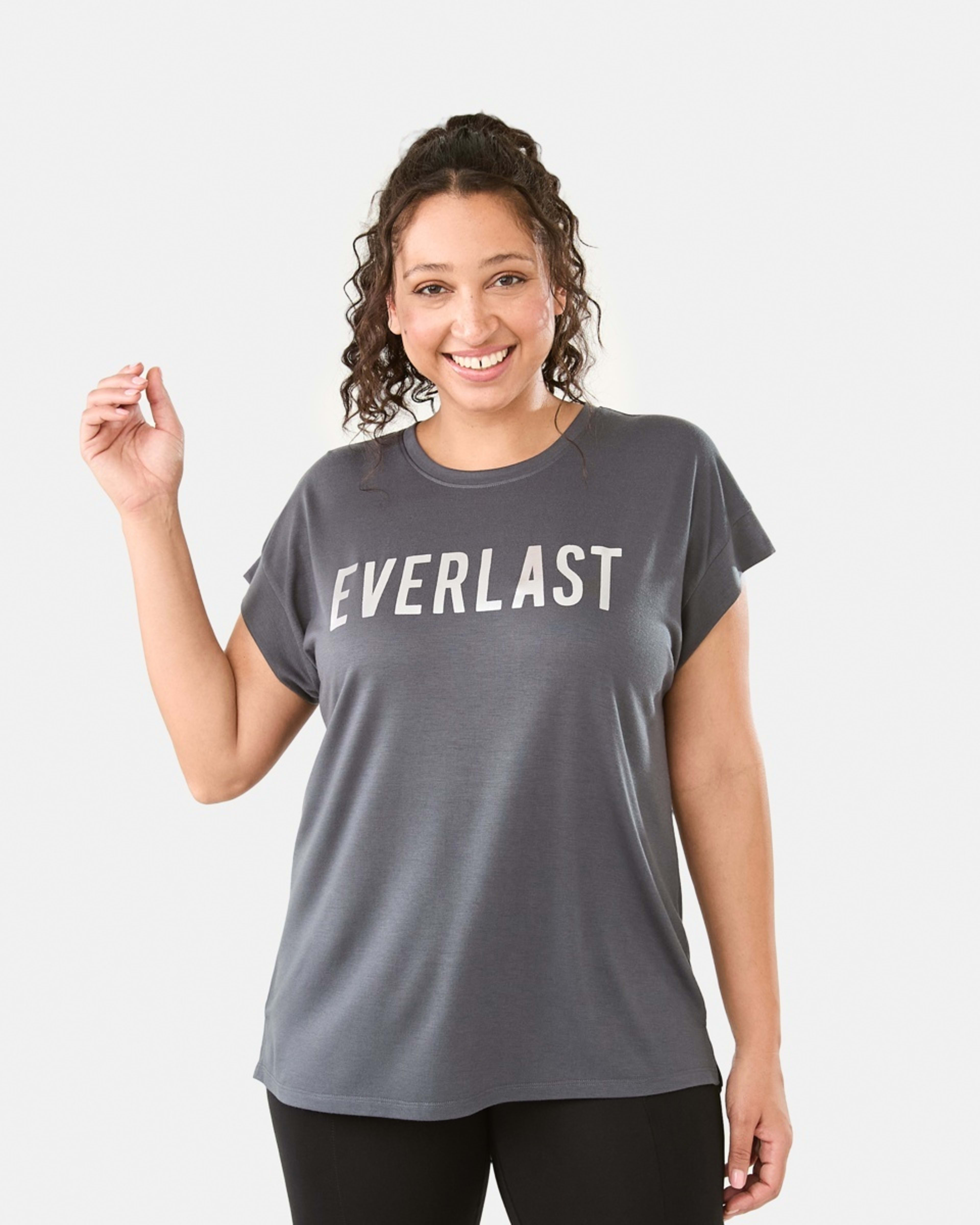 1 Everlast Womens Relaxed Long T-shirt Charcoal, 1 of 7
