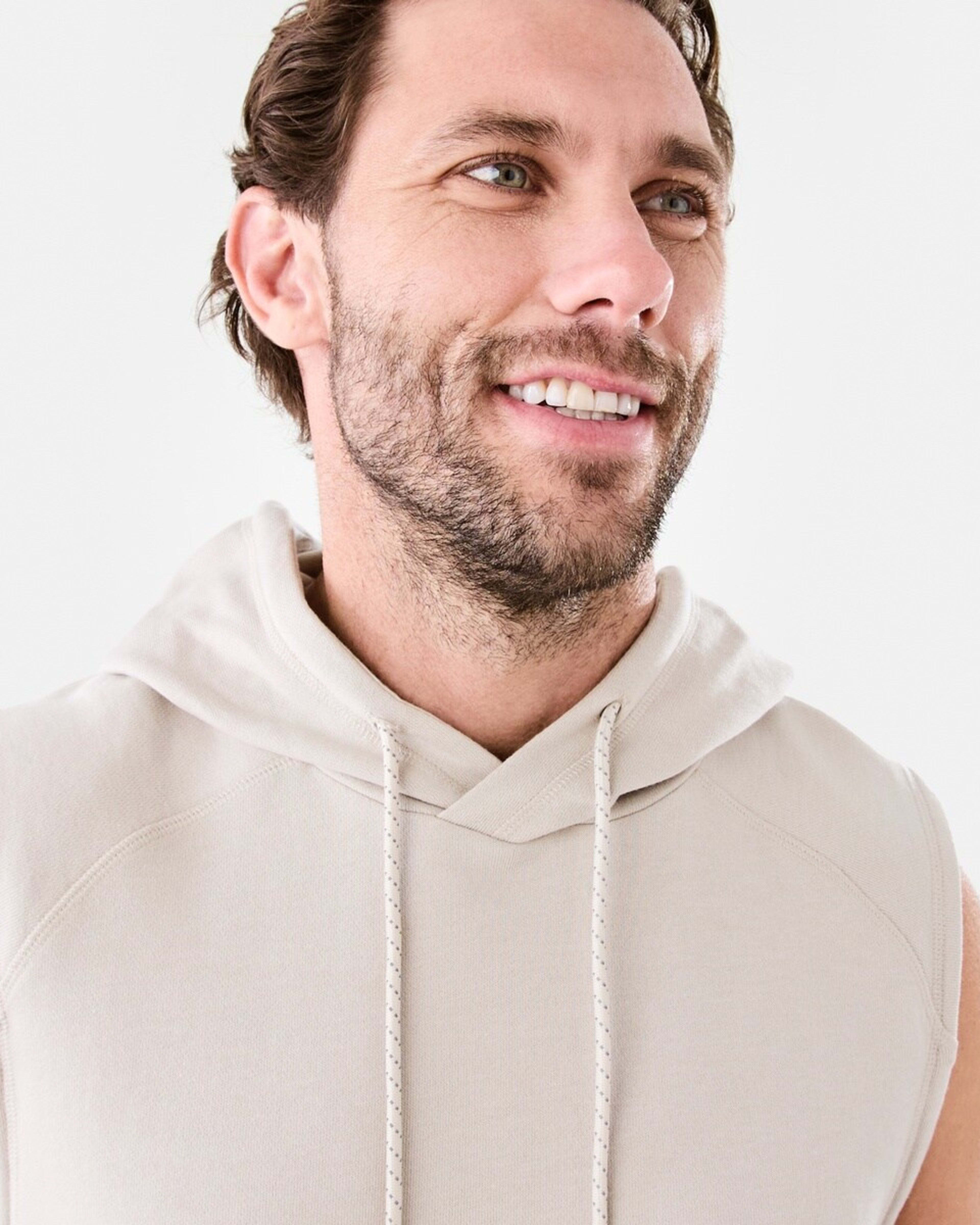 4 Active Mens Sleeveless Hoodie Sil Beige, 4 of 6