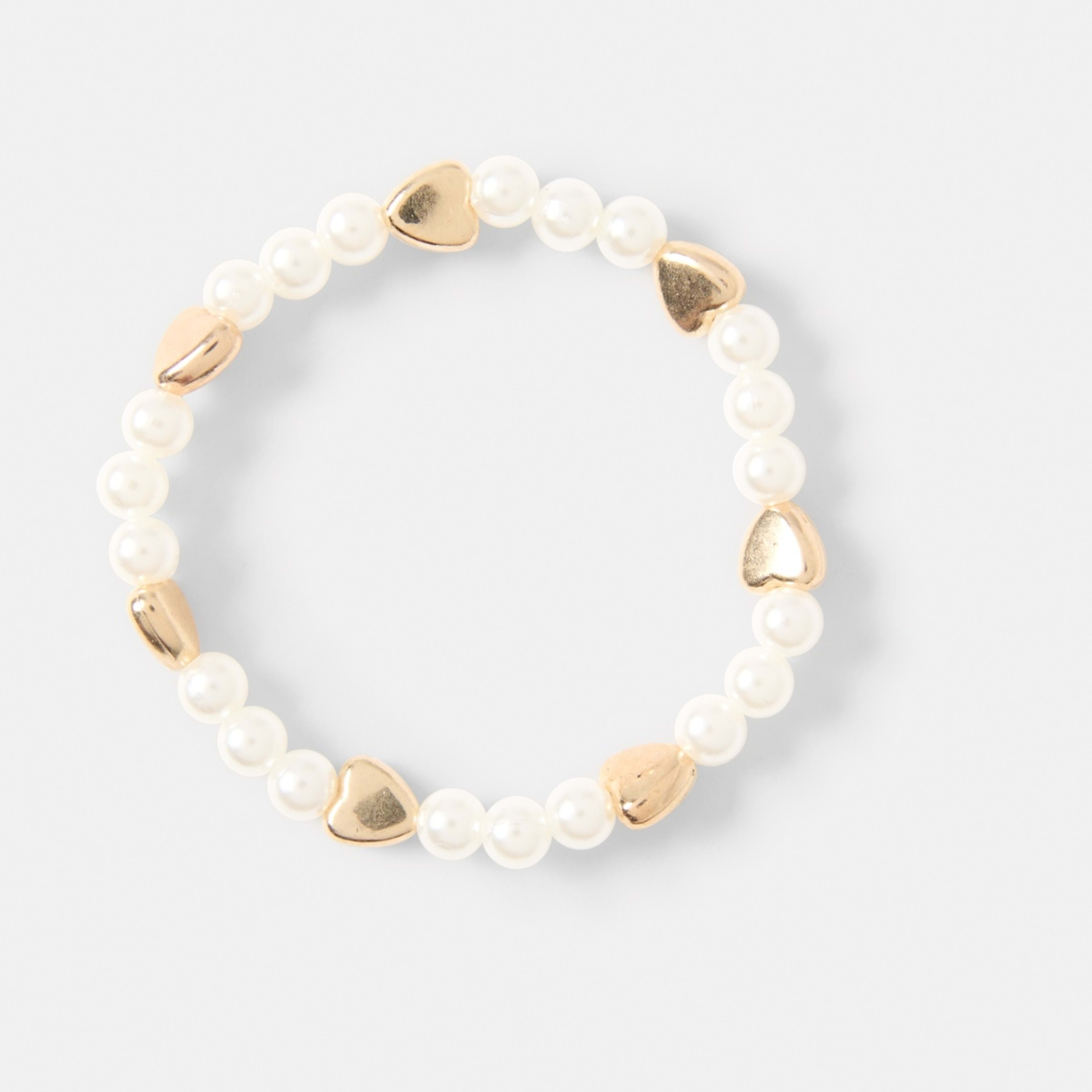 3 3 Pack Faux Pearl Bracelets - White, Pink and Gold Tone, 3 of 5