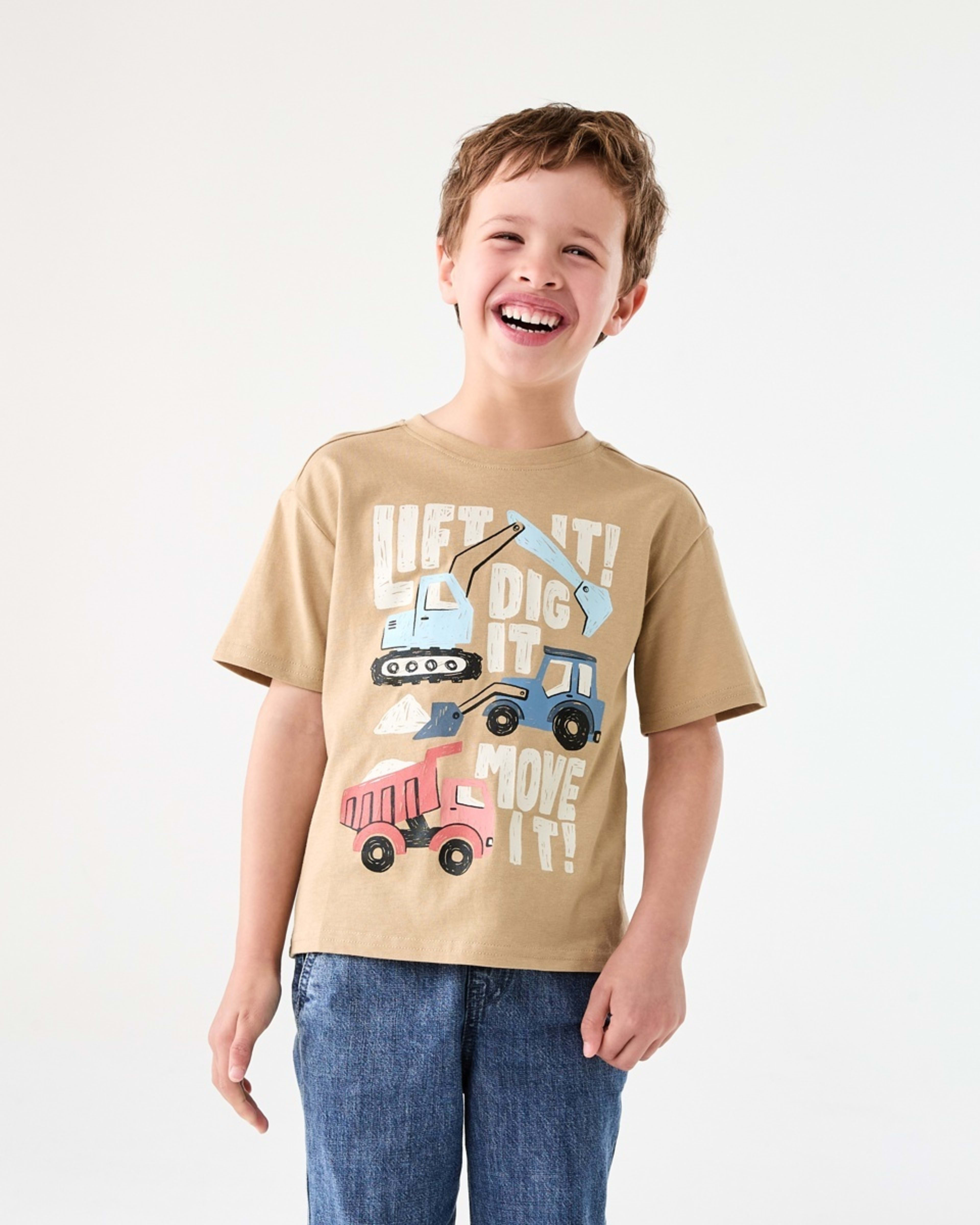 1 Chest Print T-shirt WORKING DIGGERS LIGHT BROWN