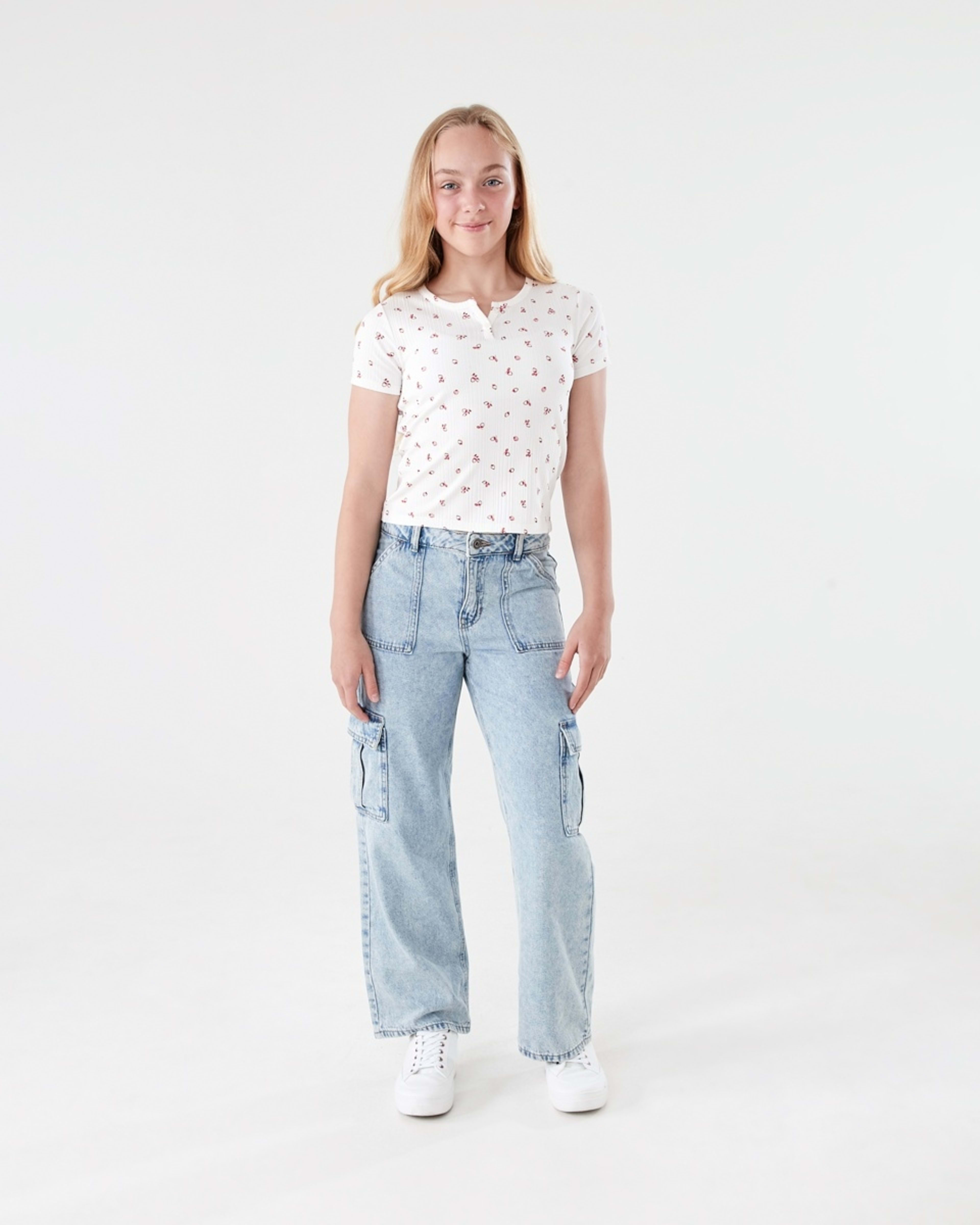 6 Rib Henley T-shirt BERRY SERENADE SNOW WHITE, 6 of 7