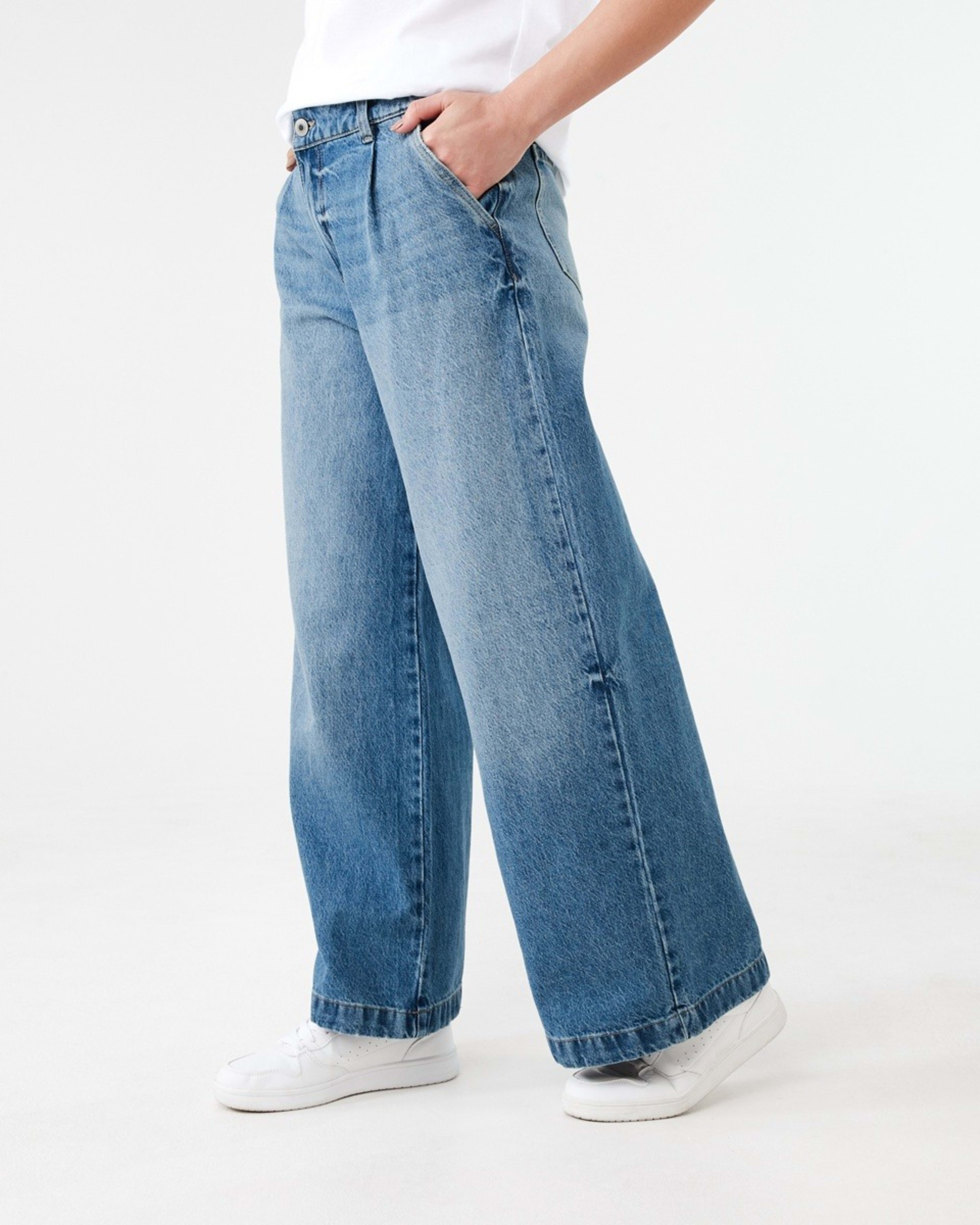 2 Pleat Front Jeans MID WASH, 2 of 6