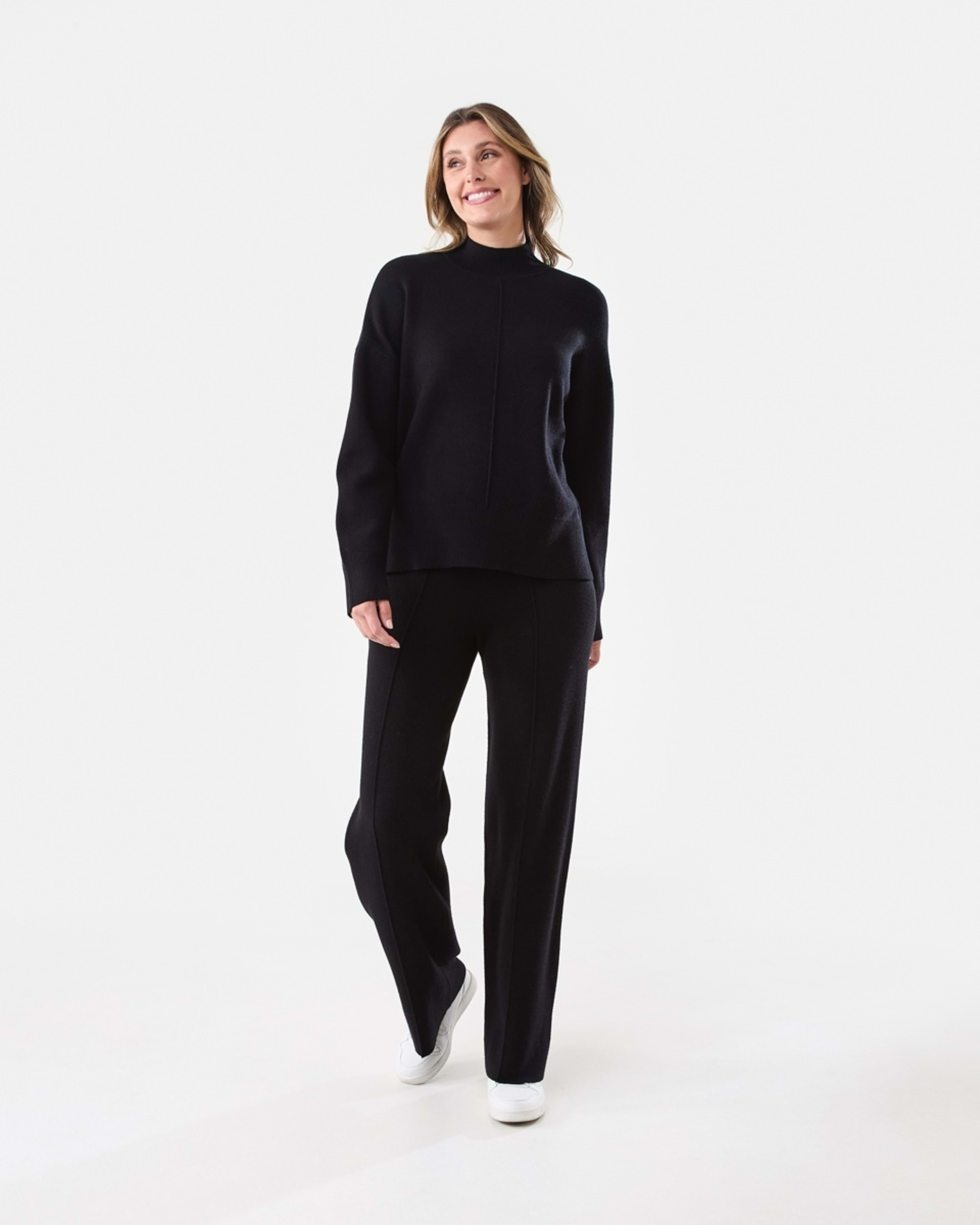 6 Compact Mock Neck Jumper Black, 6 of 6