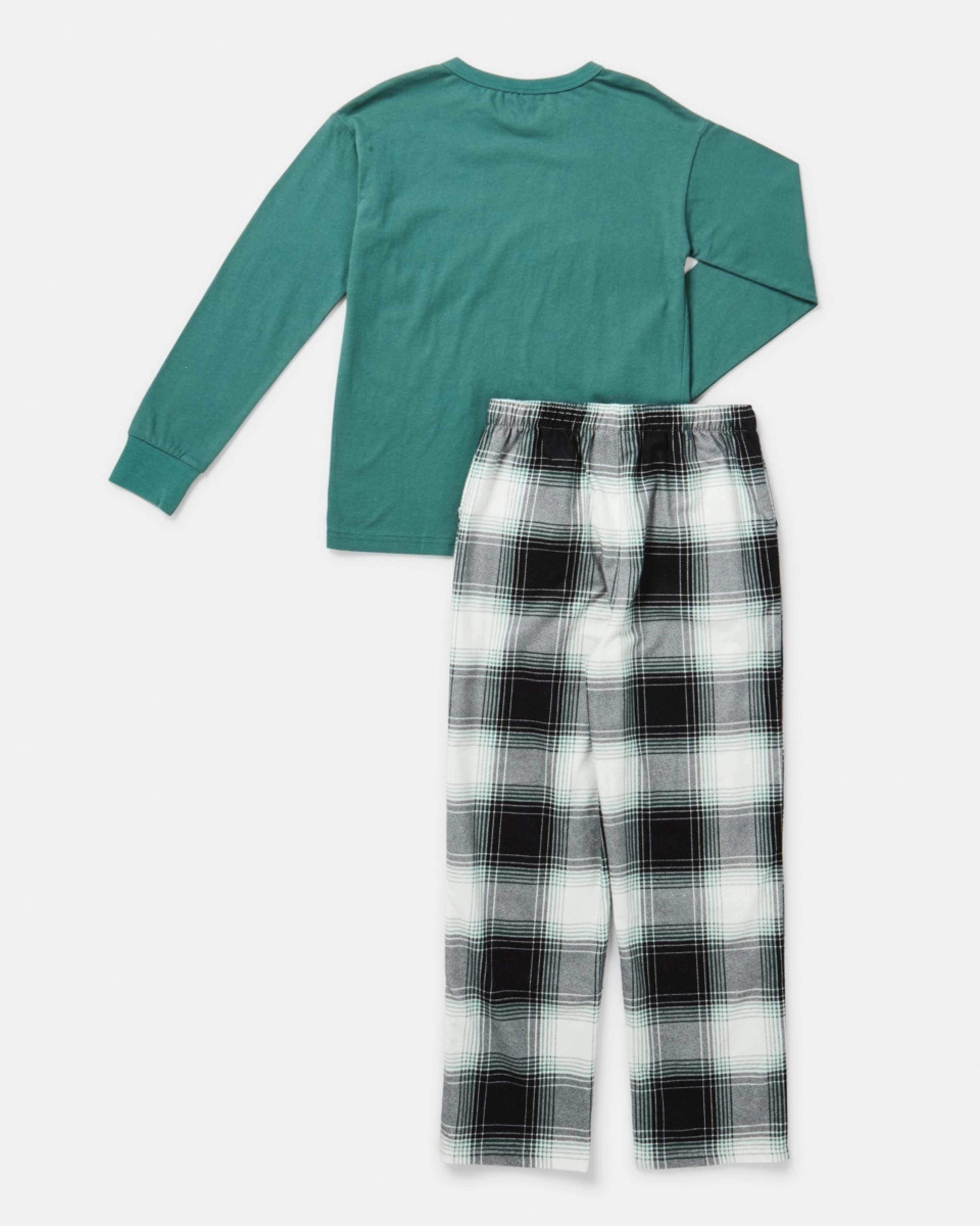 8 Knit Flannel Pyjama Set Blk Check, 8 of 10