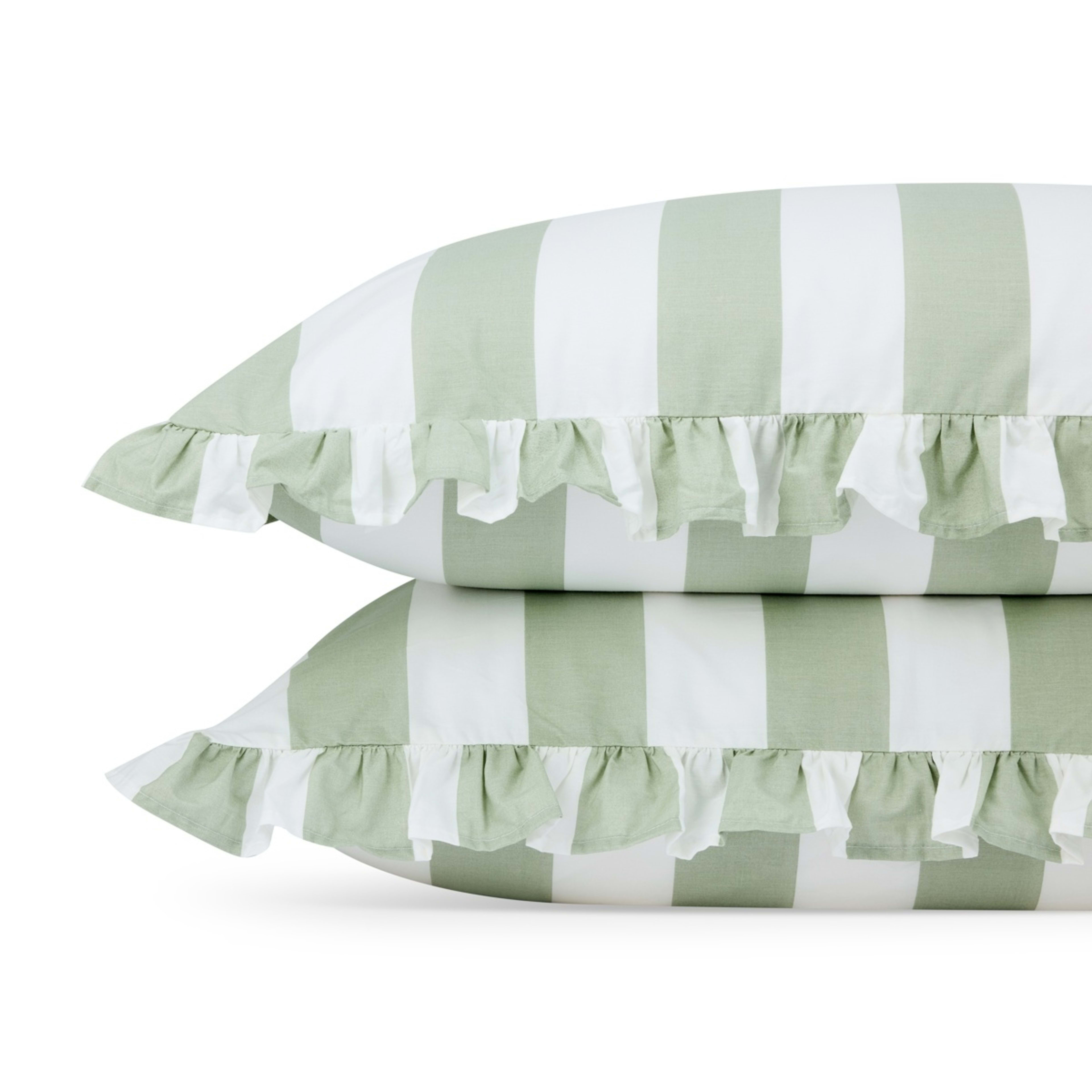 2 250 Thread Count Cotton Ruffle Sheet Set - Queen Bed, Sage, 2 of 7
