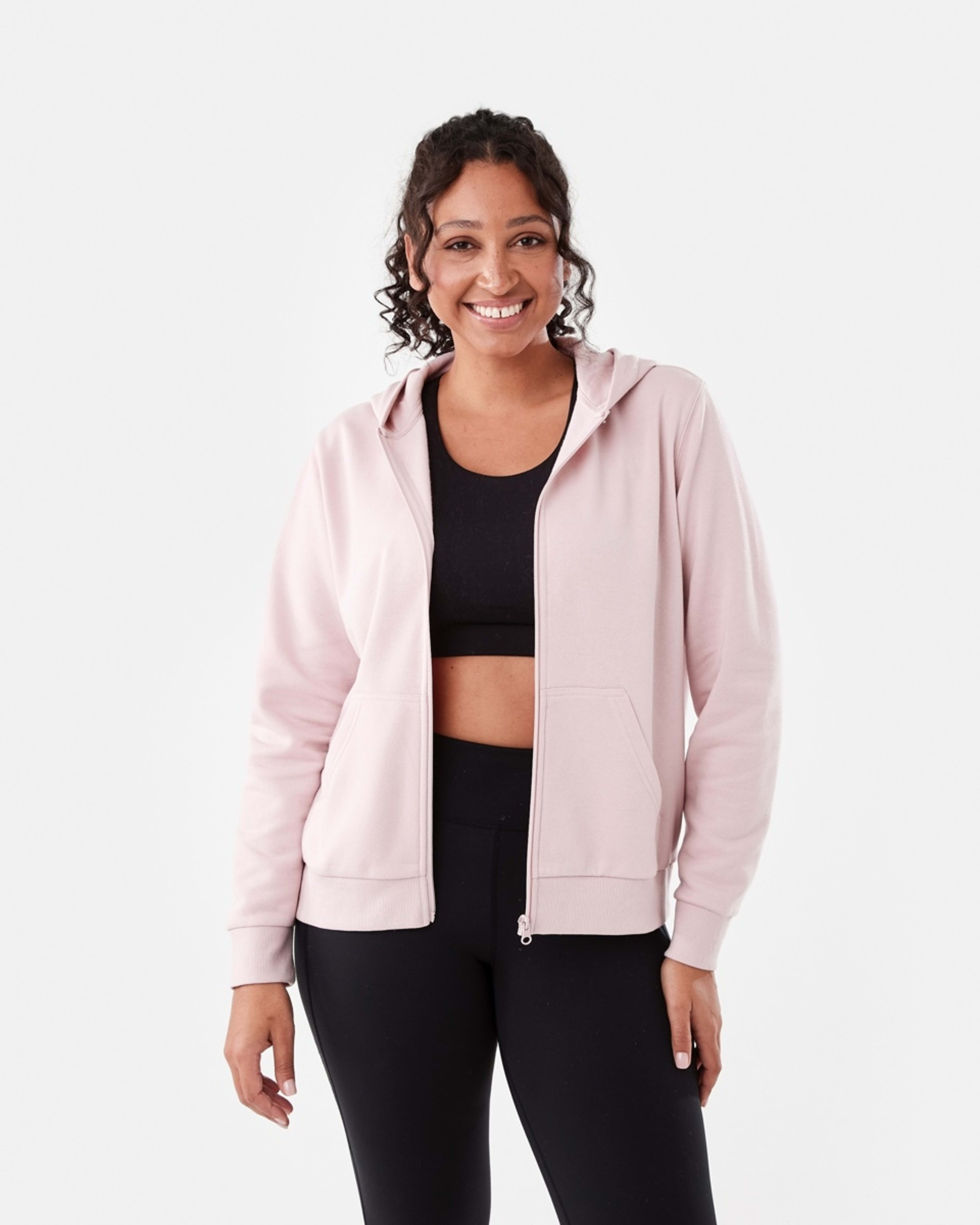 1 Active Womens Zip Through Hoodie QUARTZ PINK, 1 of 7