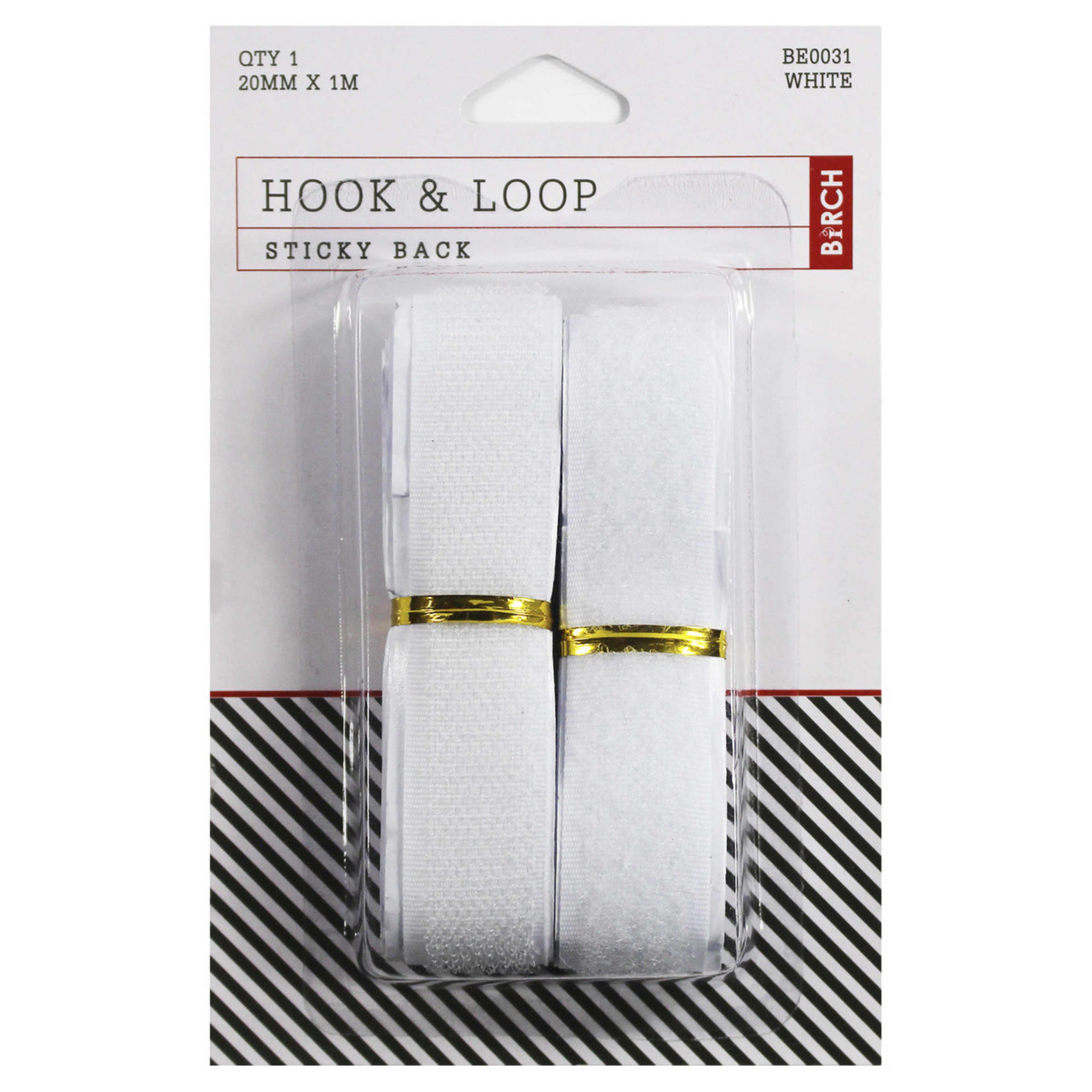 1 Birch Hook & Loop Sticky Back - White