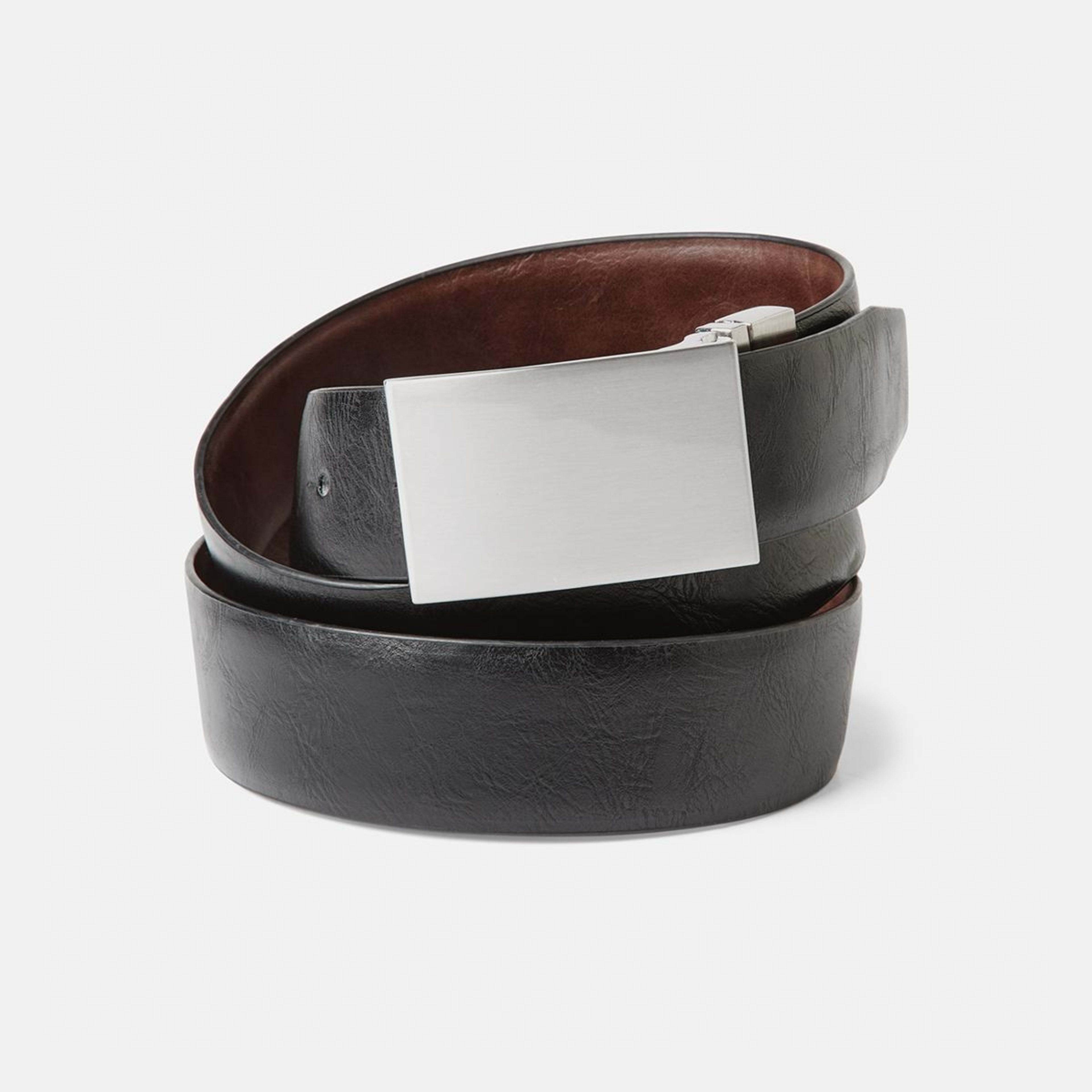 1 Reversible Plate Buckle Belt Black Tan, 1 of 7