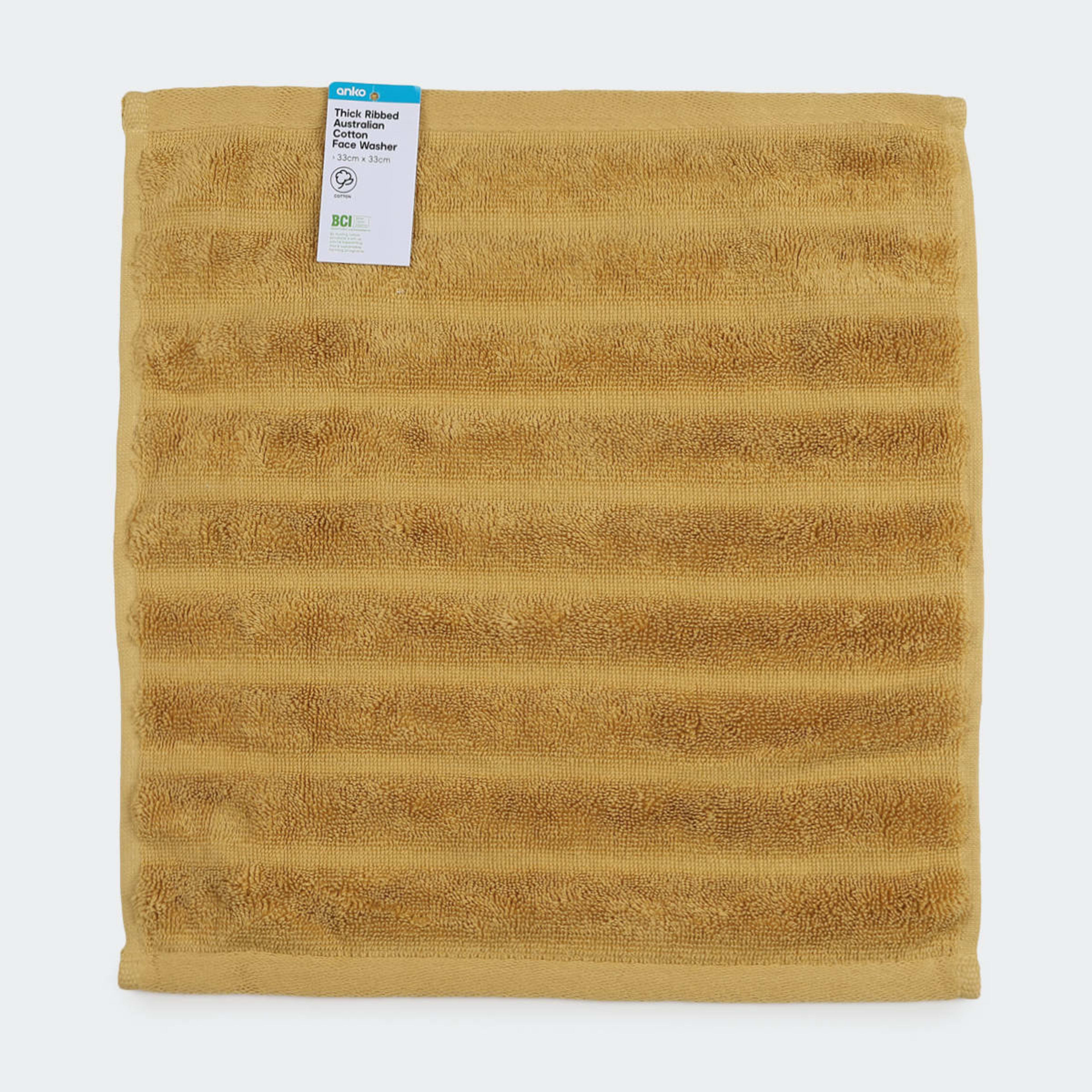 Thick Ribbed Australian Cotton Face Washer Mustard Kmart