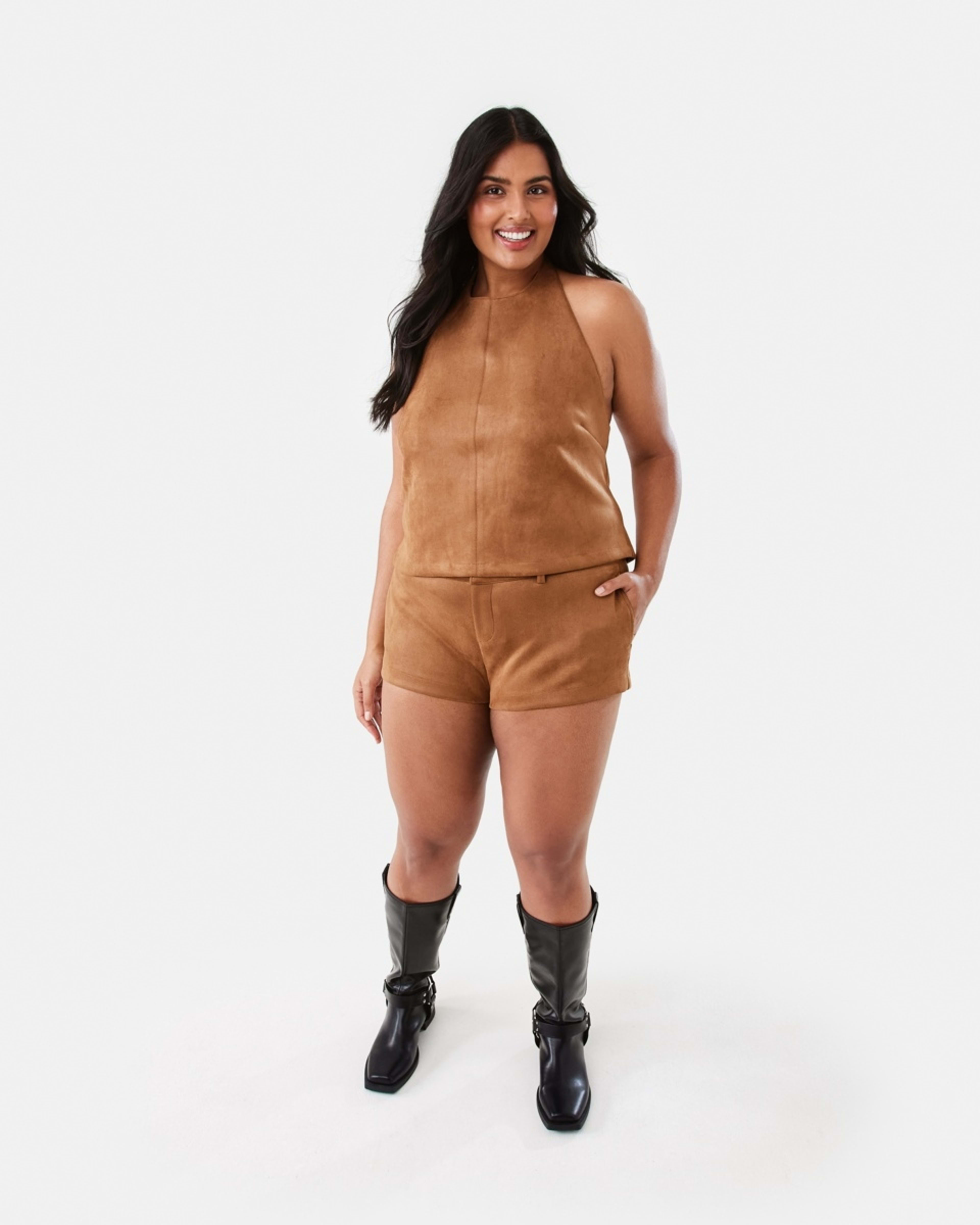 4 Suedette Shorts DEEP CAMEL, 4 of 8