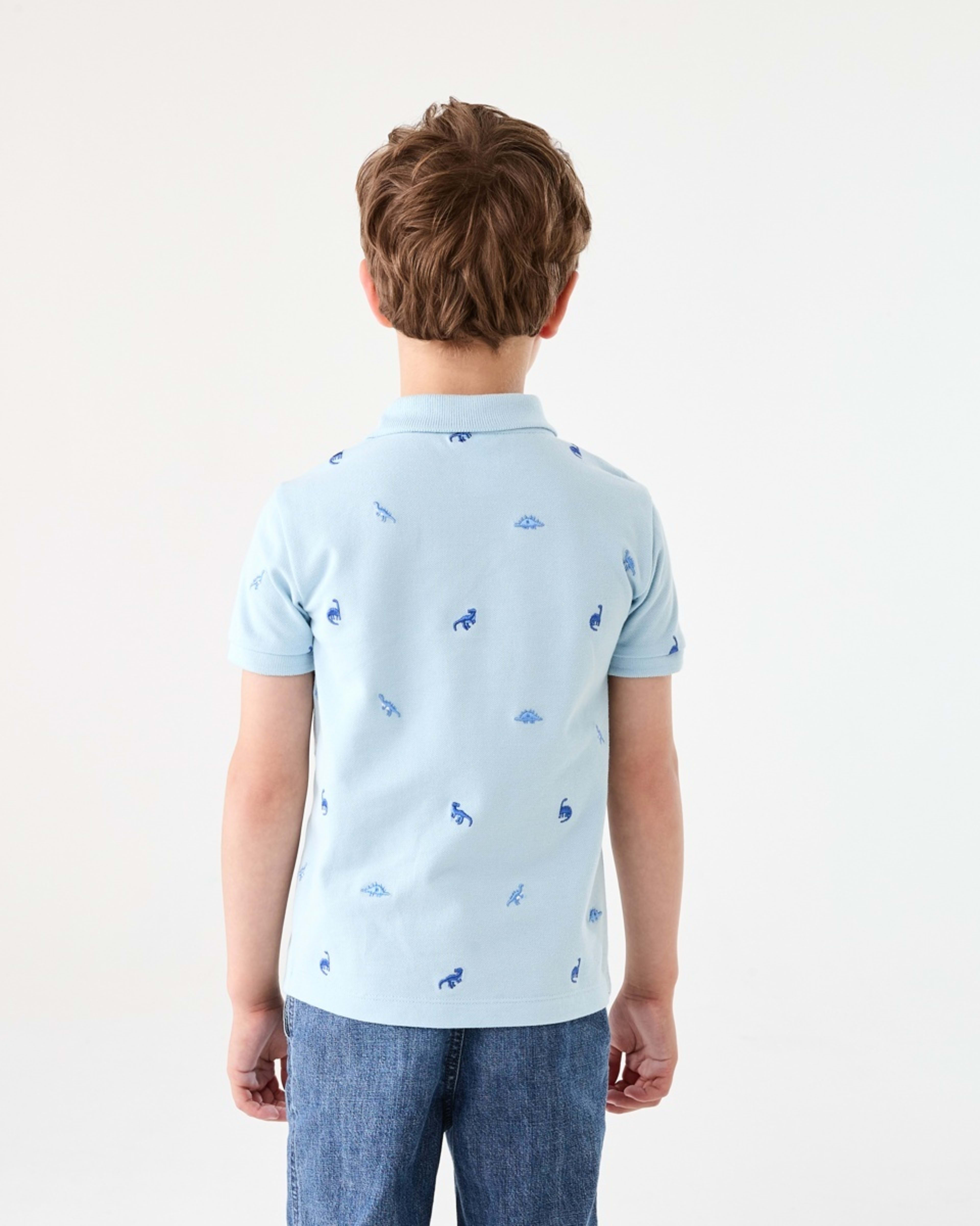 2 Embroidery Polo T-shirt MINI DINO BLUE, 2 of 6