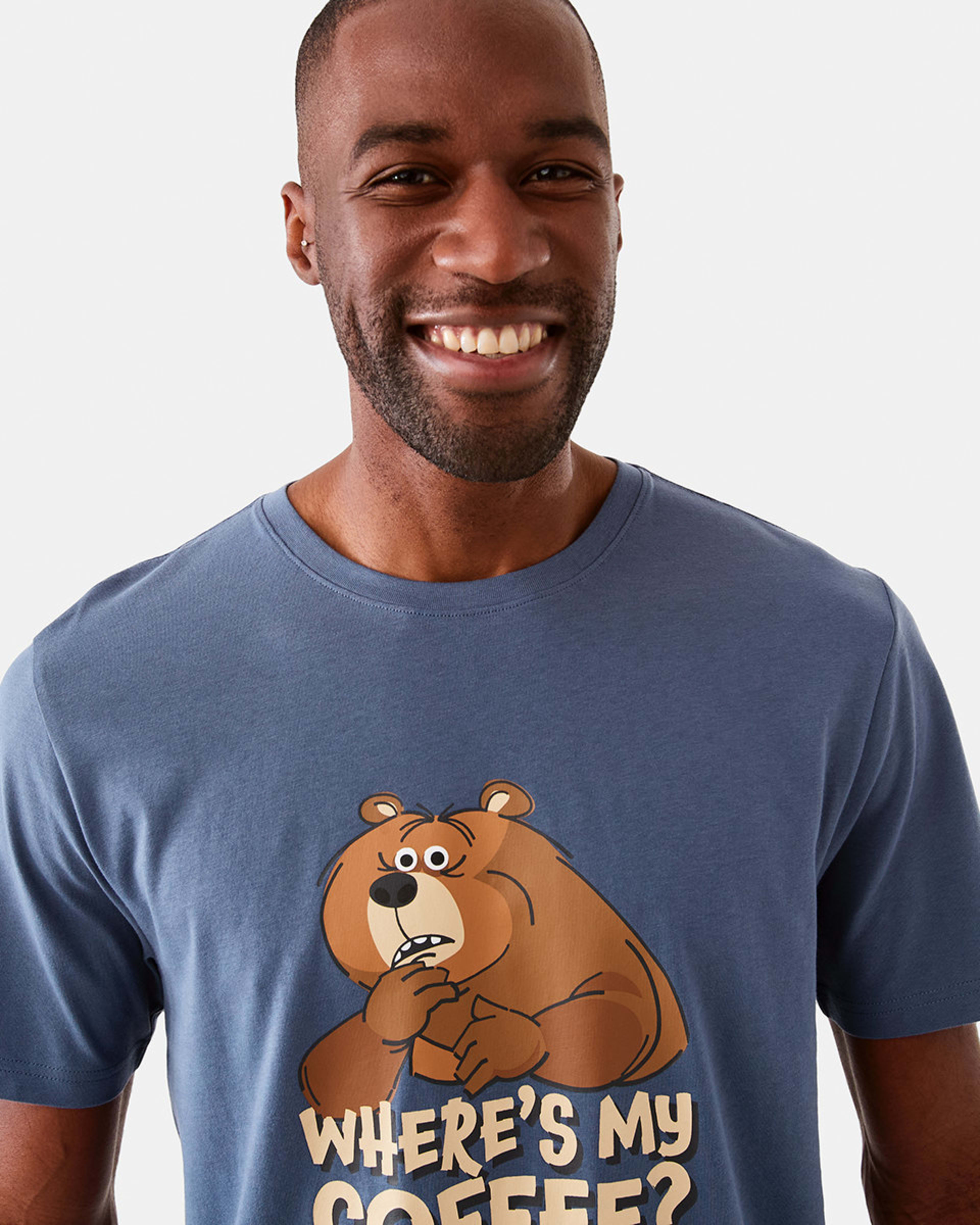 4 Short Sleeve Knit Short Pyjama Set Caff Bear, 4 of 8