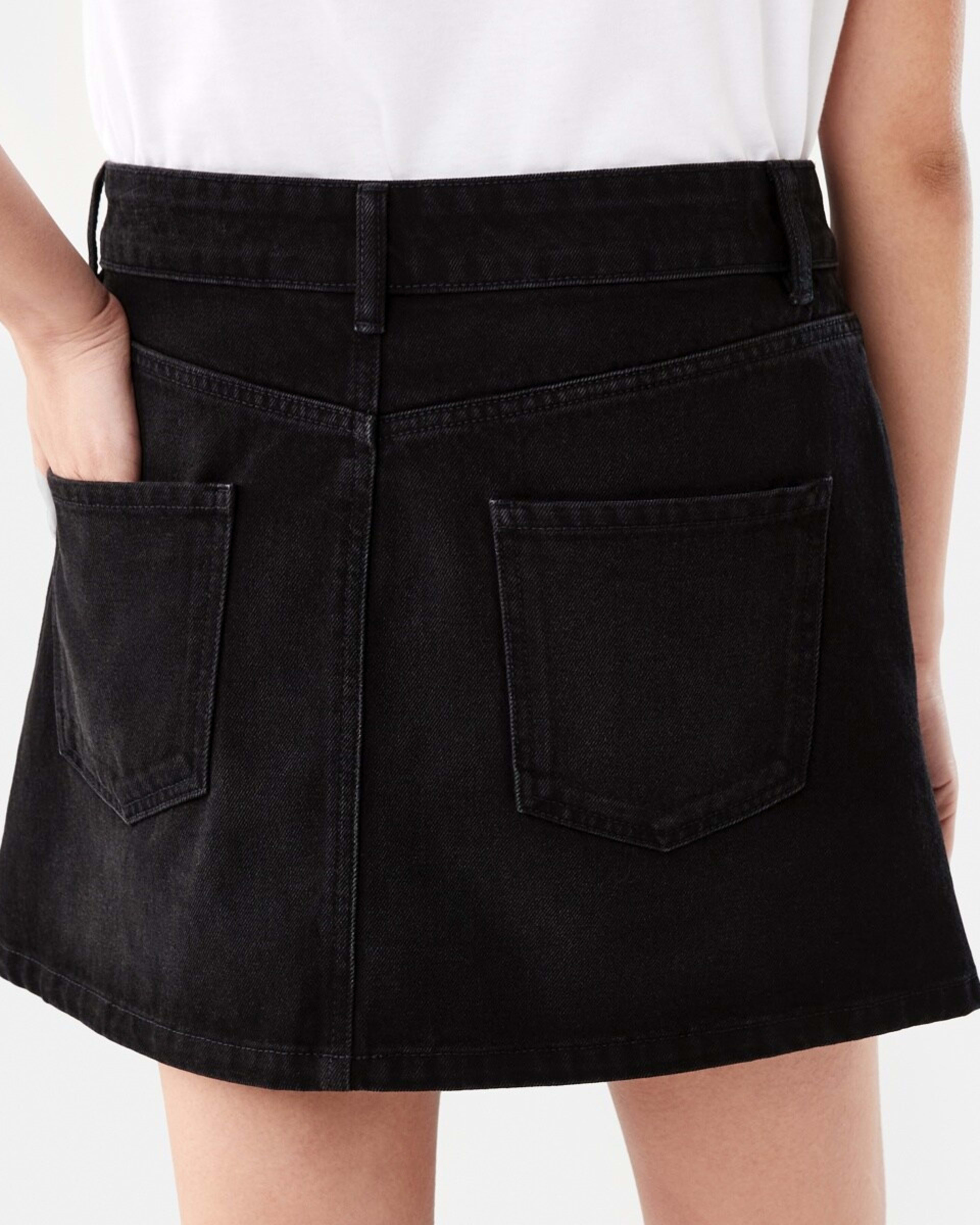 4 Denim A-line Mini Skirt BLACK WASH, 4 of 10