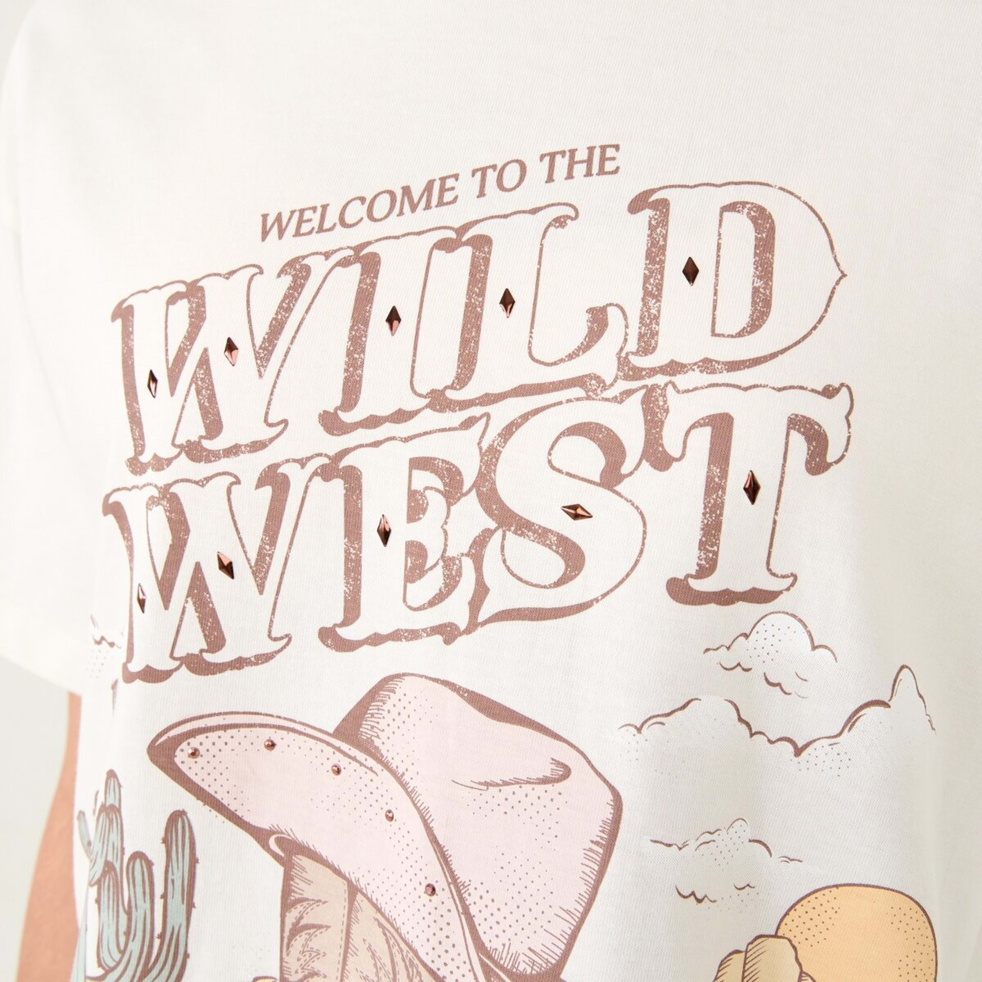 5 Oversized T-shirt Cowgirl Wildwest Cream, 5 of 10