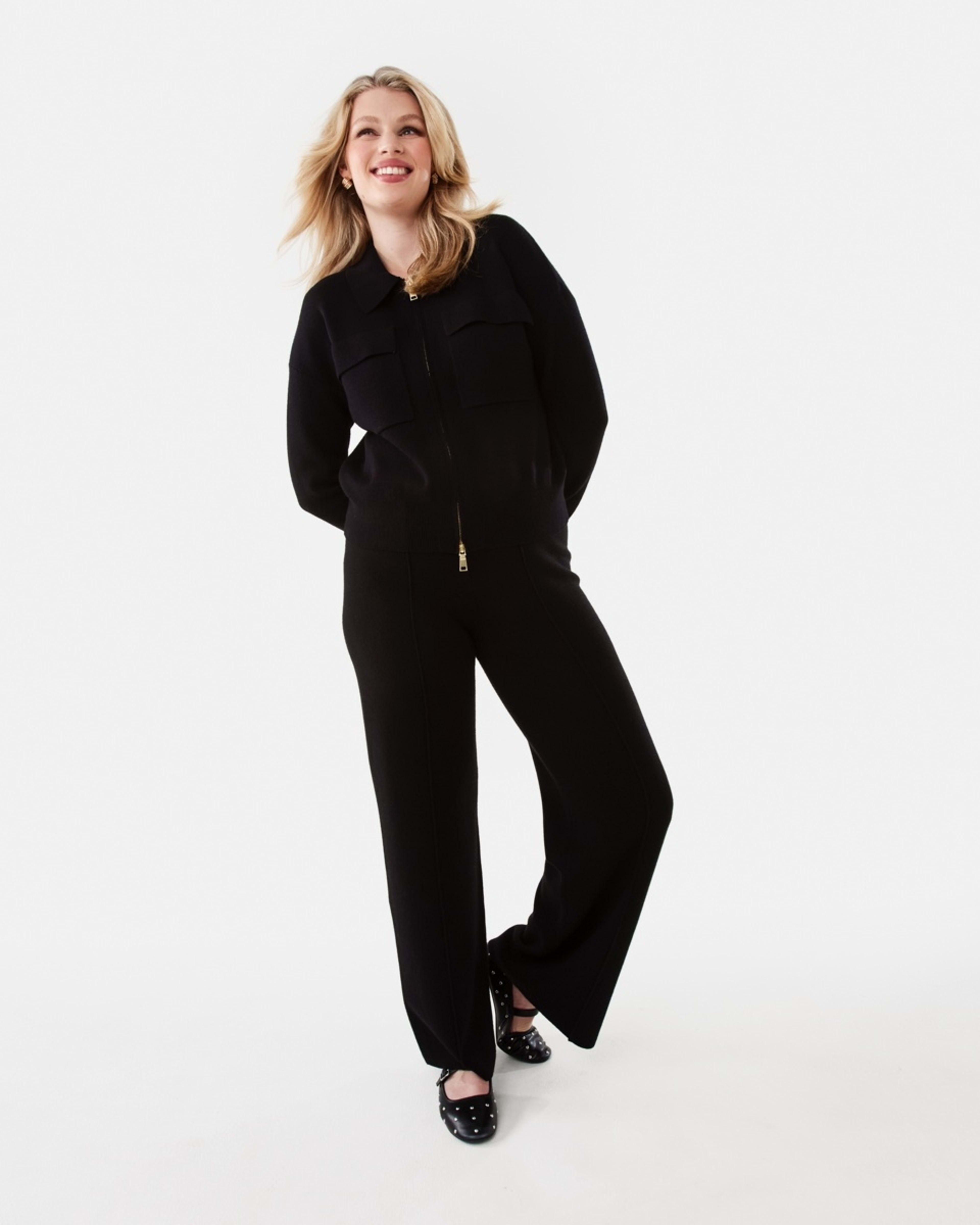 2 Compact Knit Shacket Black, 2 of 7
