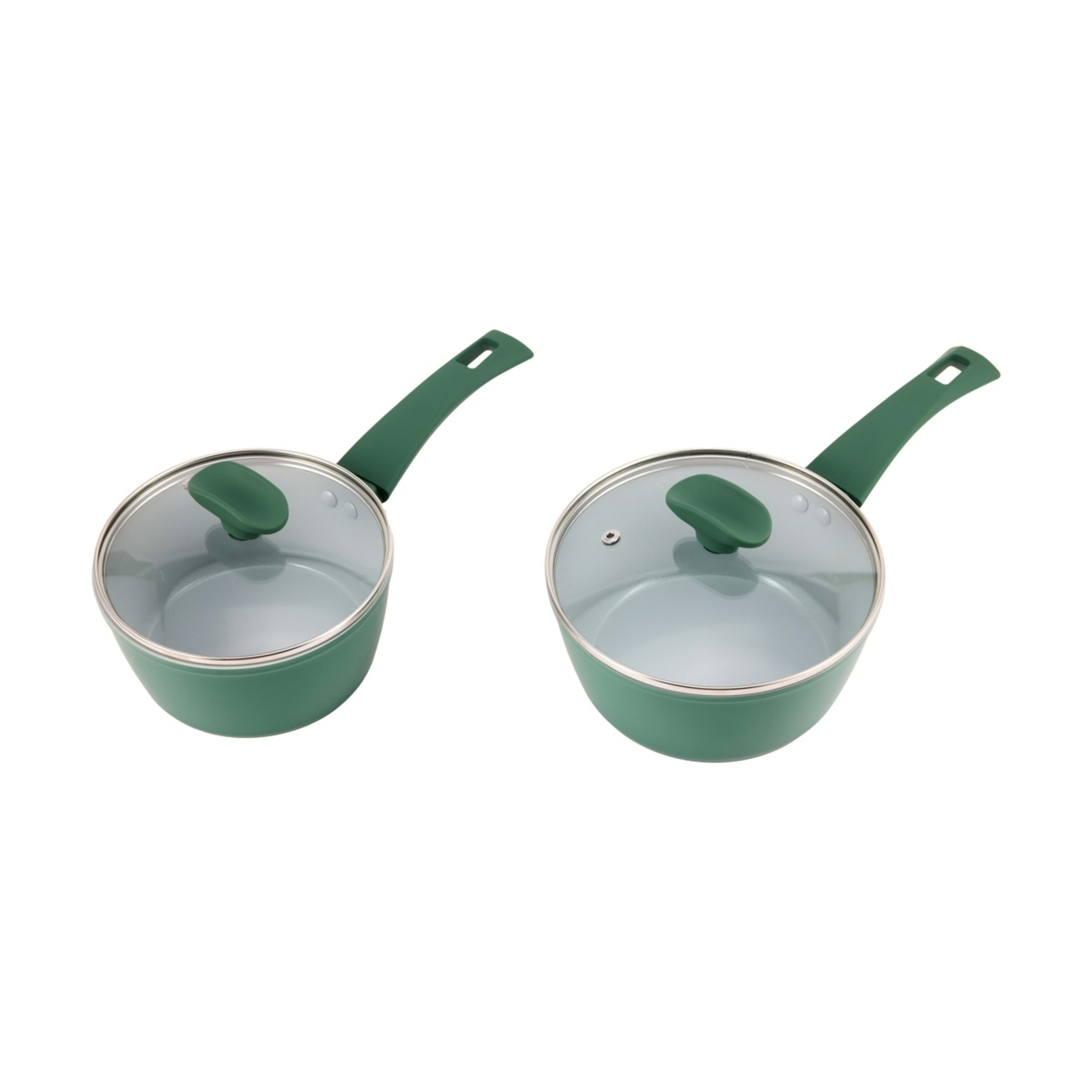 Set of 2 Green Ceramic Saucepans Kmart